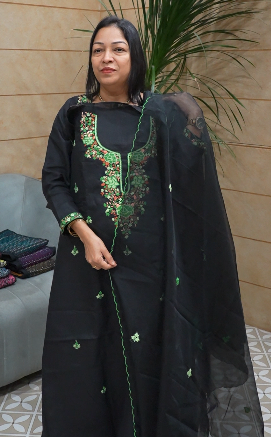 UNSTITCHED SALWAR  SUIT SET BLACK   shade Search code 5555