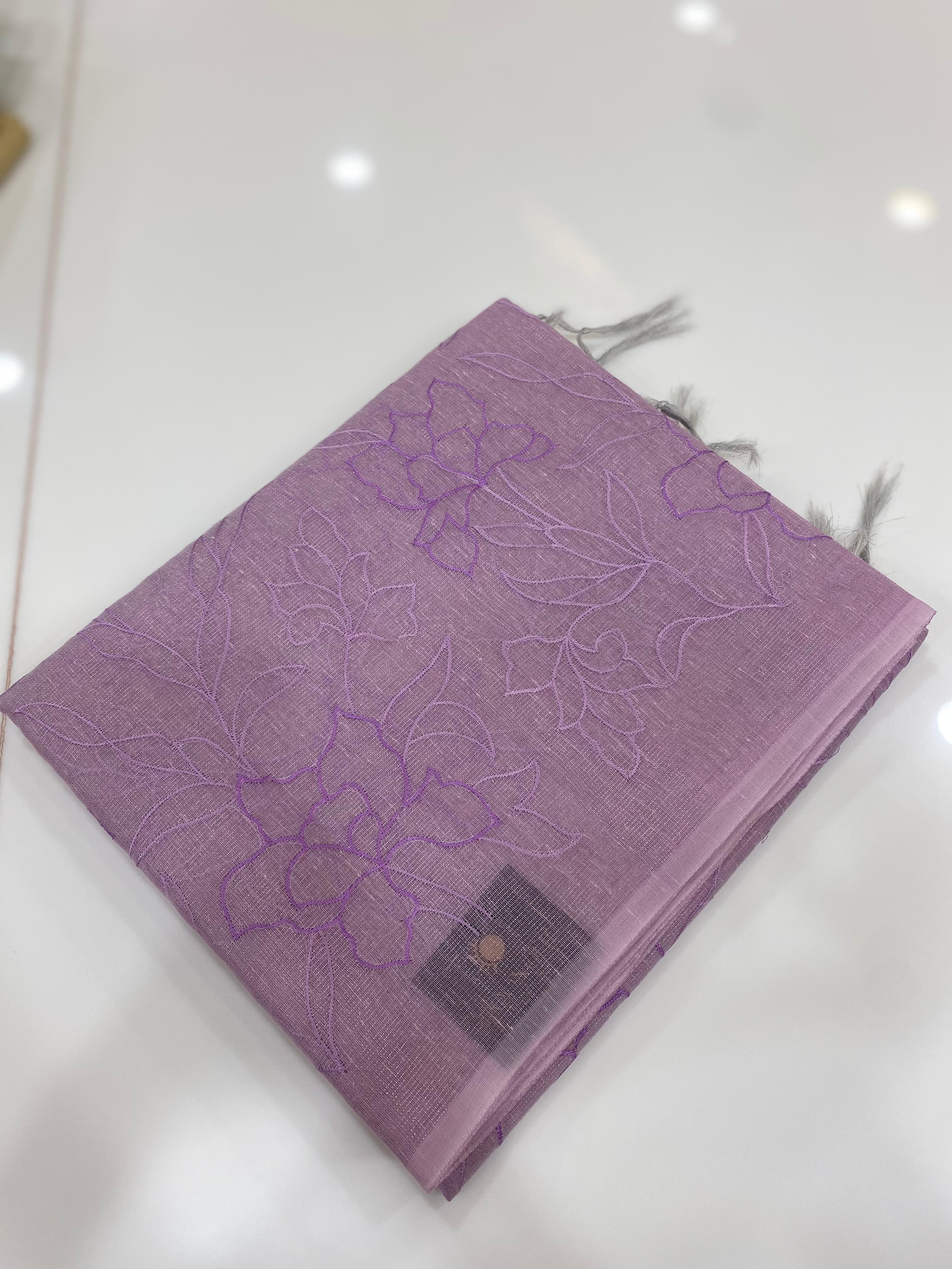 Linen  Tissue Saree - Search code 5007