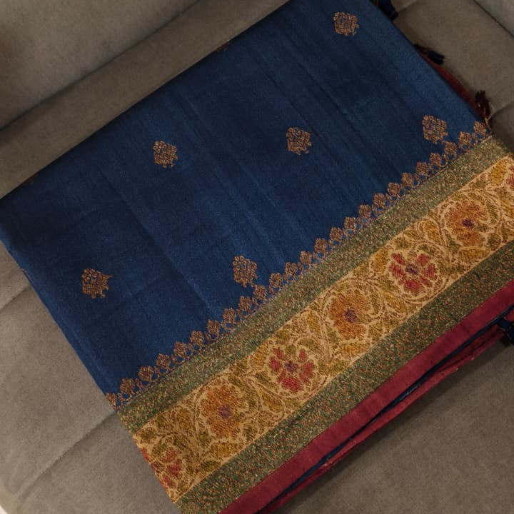 Georgette Tissue Saree -  Color  blue search code 8050