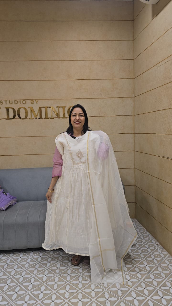 Salwar suit set- off white shade Search code 5000