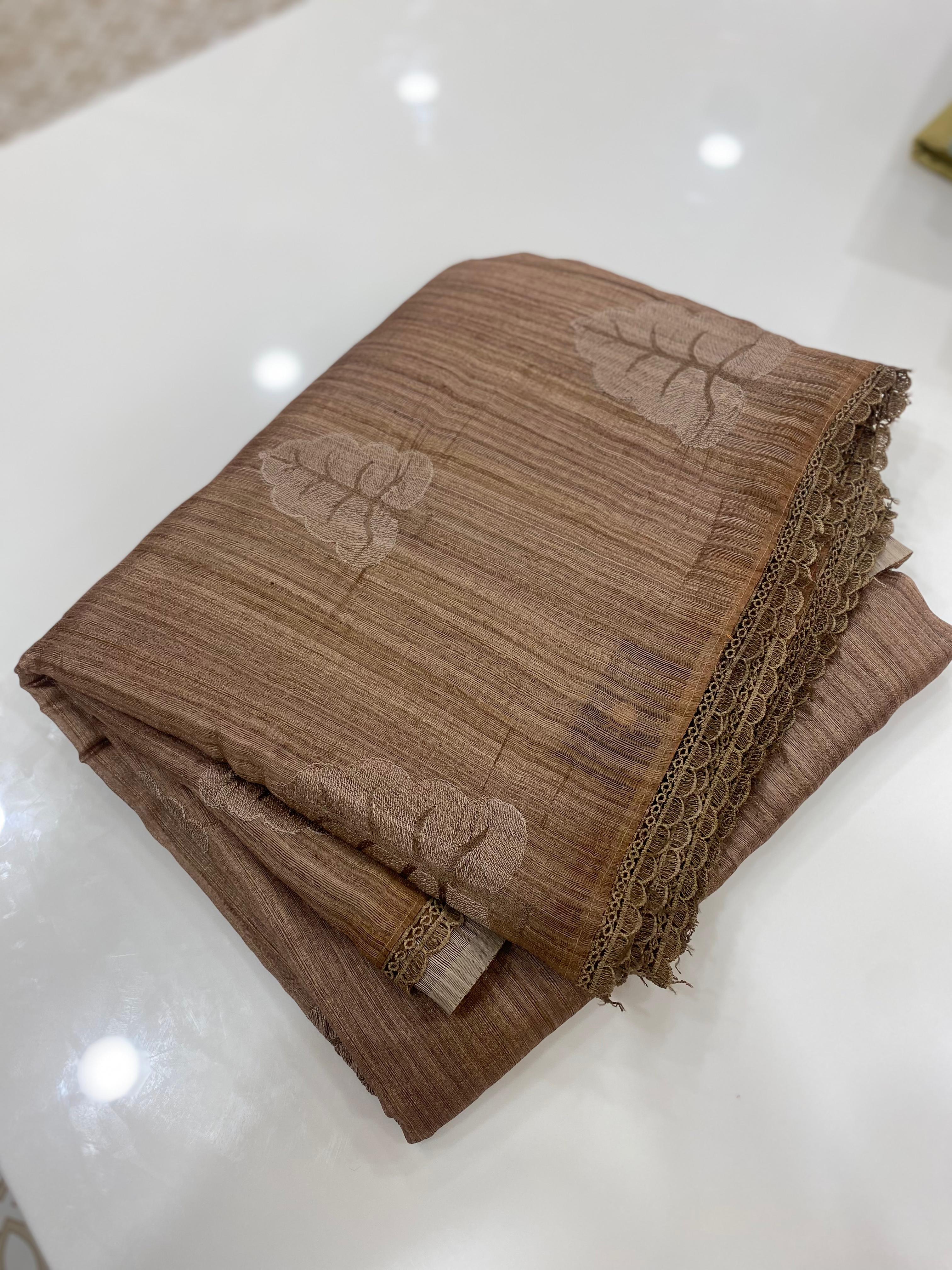 Linen  Tissue Saree - Search  code 5014