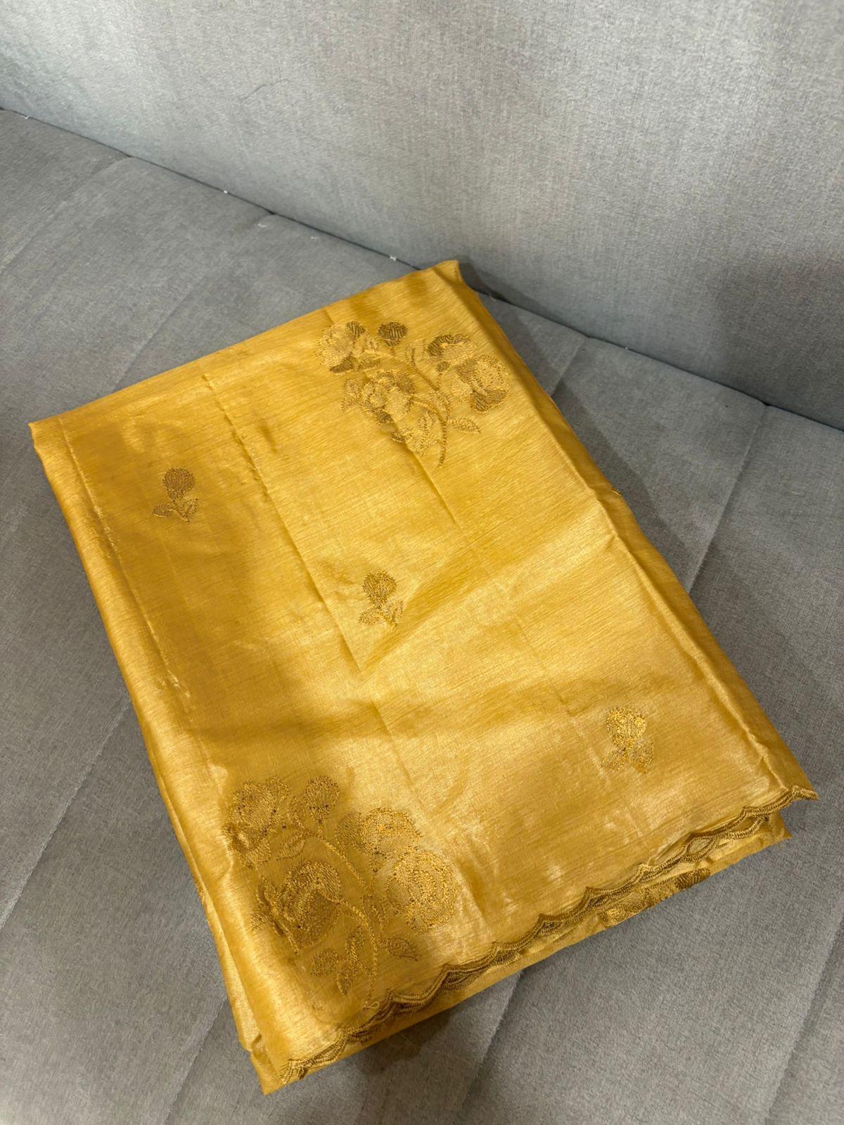 Tissue Saree -yellow  Color search code 7056