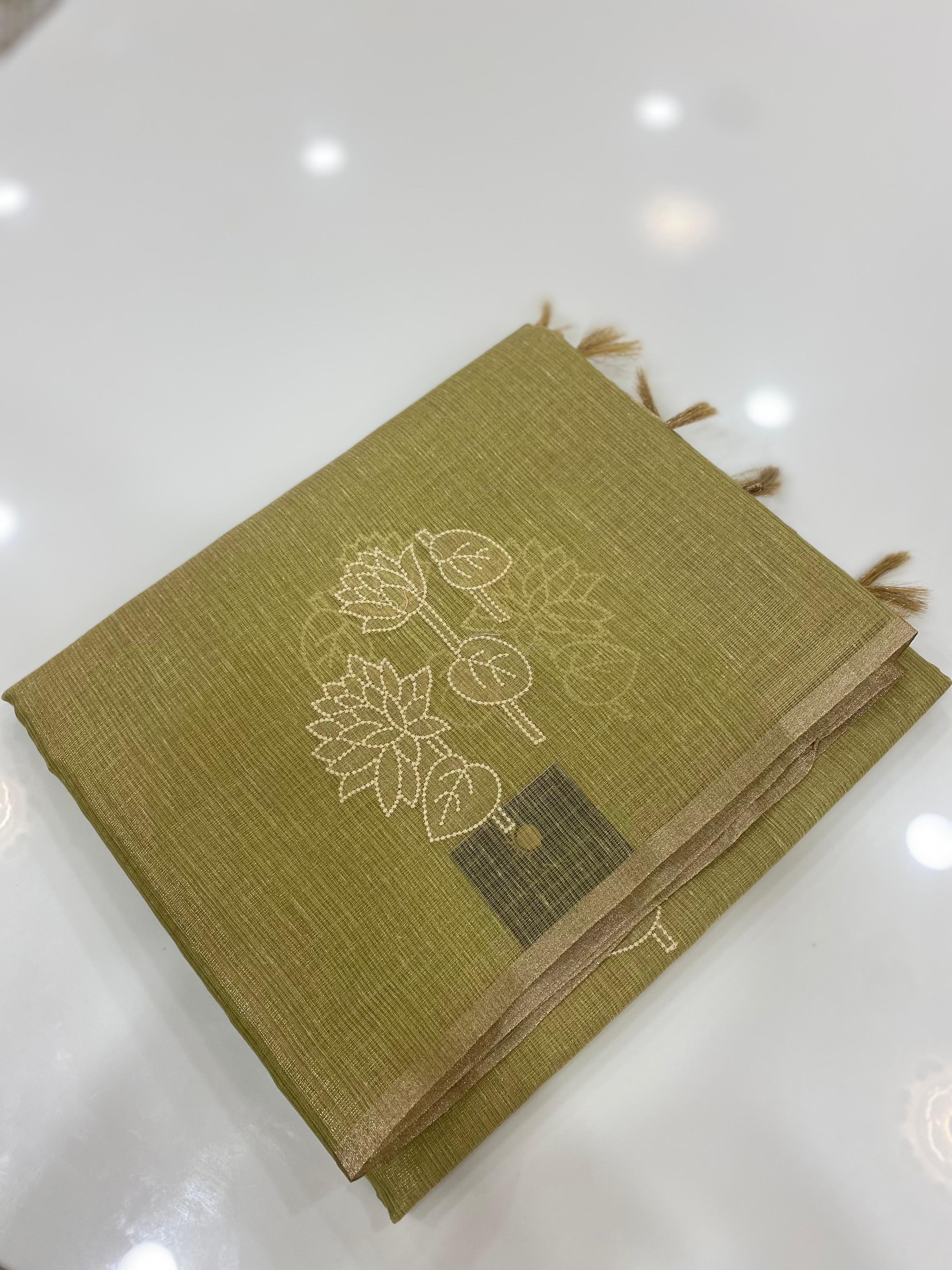 Linen Tissue Saree - Search code 5000