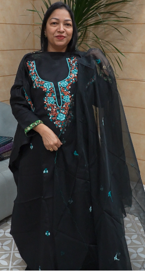 UNSTITCHED SALWAR  SUIT SET  BLACK  BLUE   shade Search code 5557