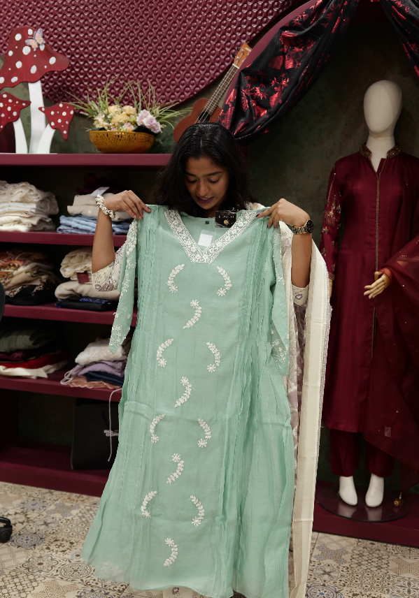 Salwar suit sets -Mint Green Printed Suit Set Search code 5135