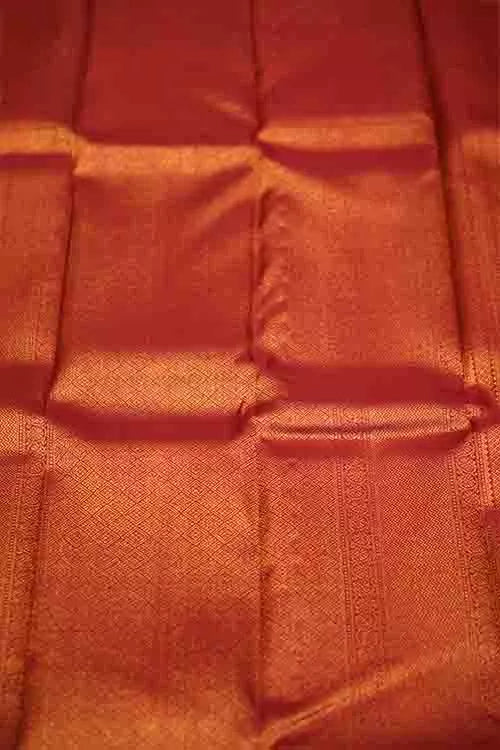 Chilli Red Banarasi Silk Saree with Gold Zari Weaves