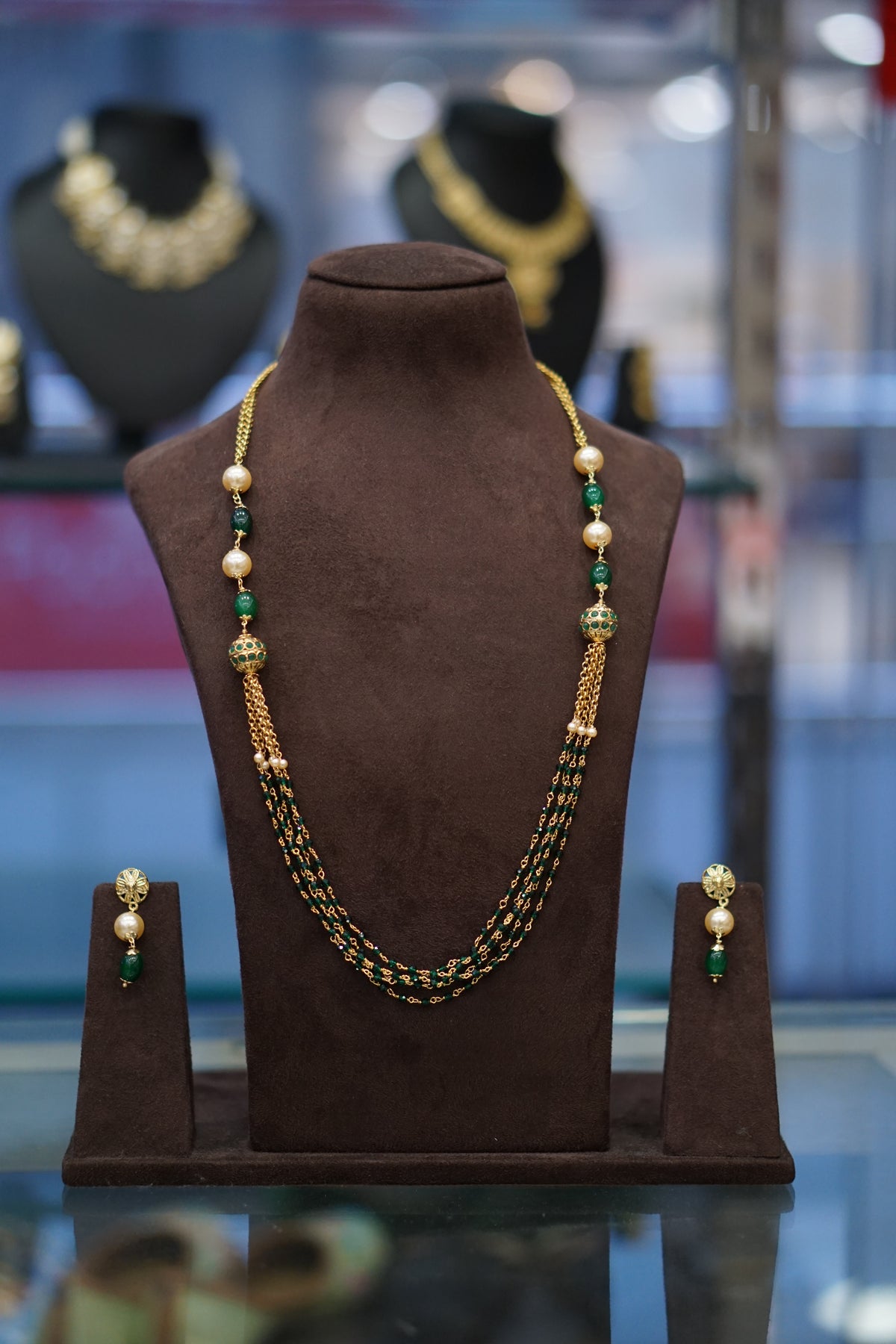 Necklace Set - Green and Antic golden color Search code 5310