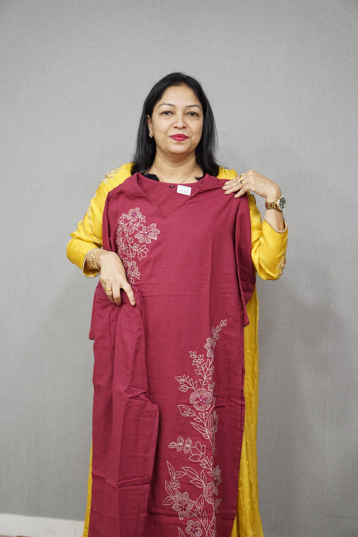 Kurta  Top and bottom -  Burgundy shade Search code 6850