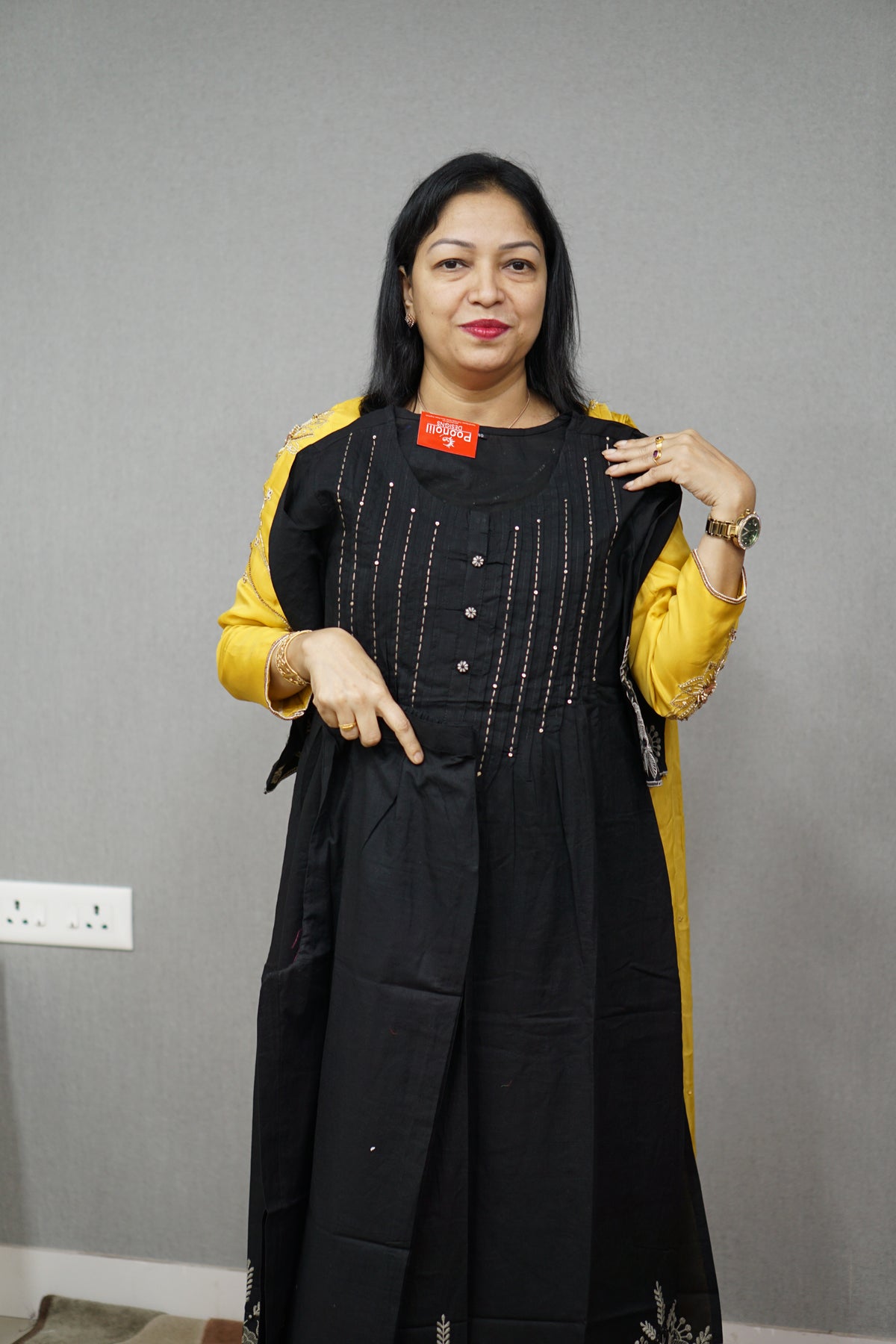 Kurta  Top and bottom -Black shade Search code 6868