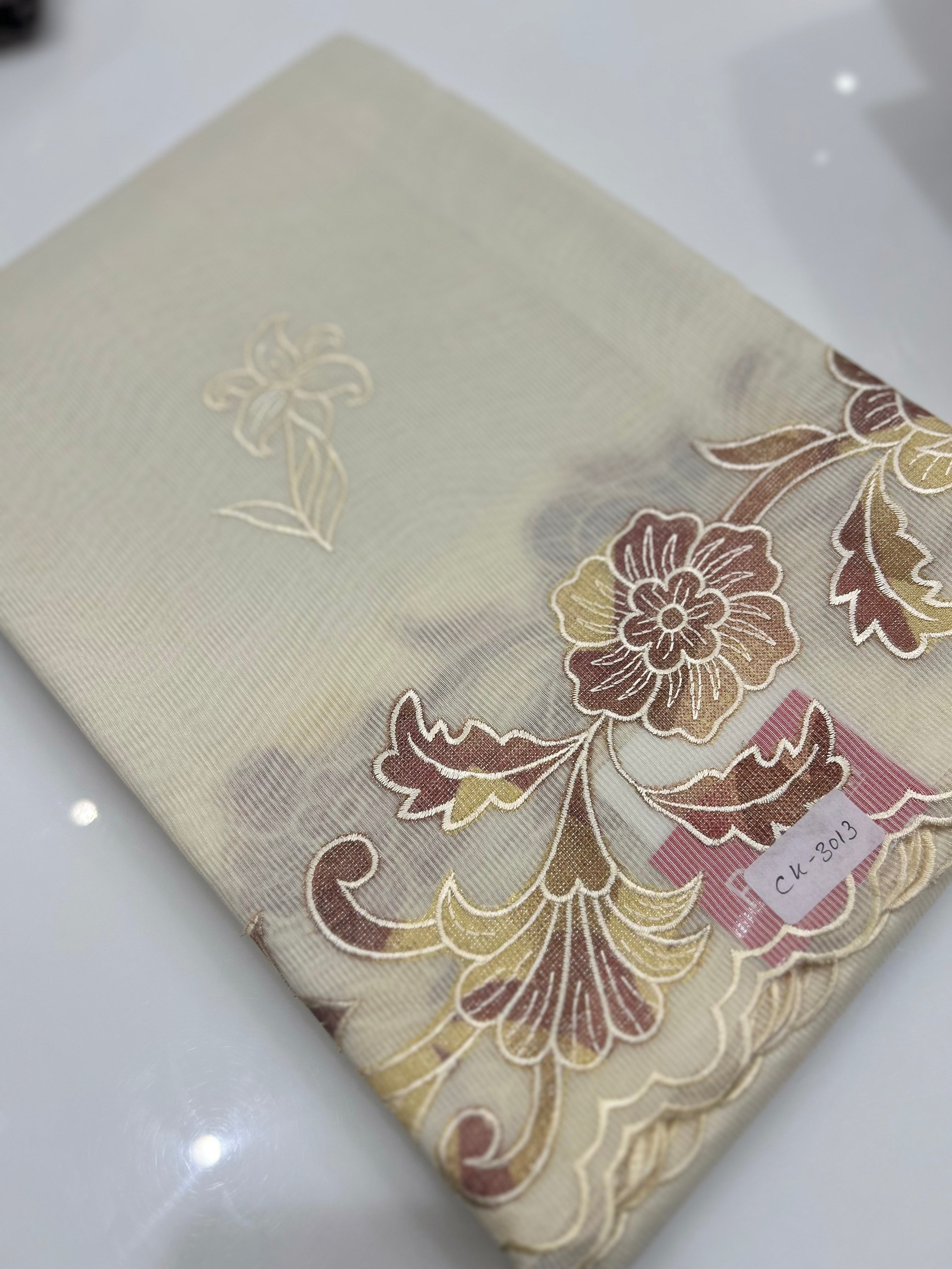 Net Cotta Saree- Peach shade Search code 7261