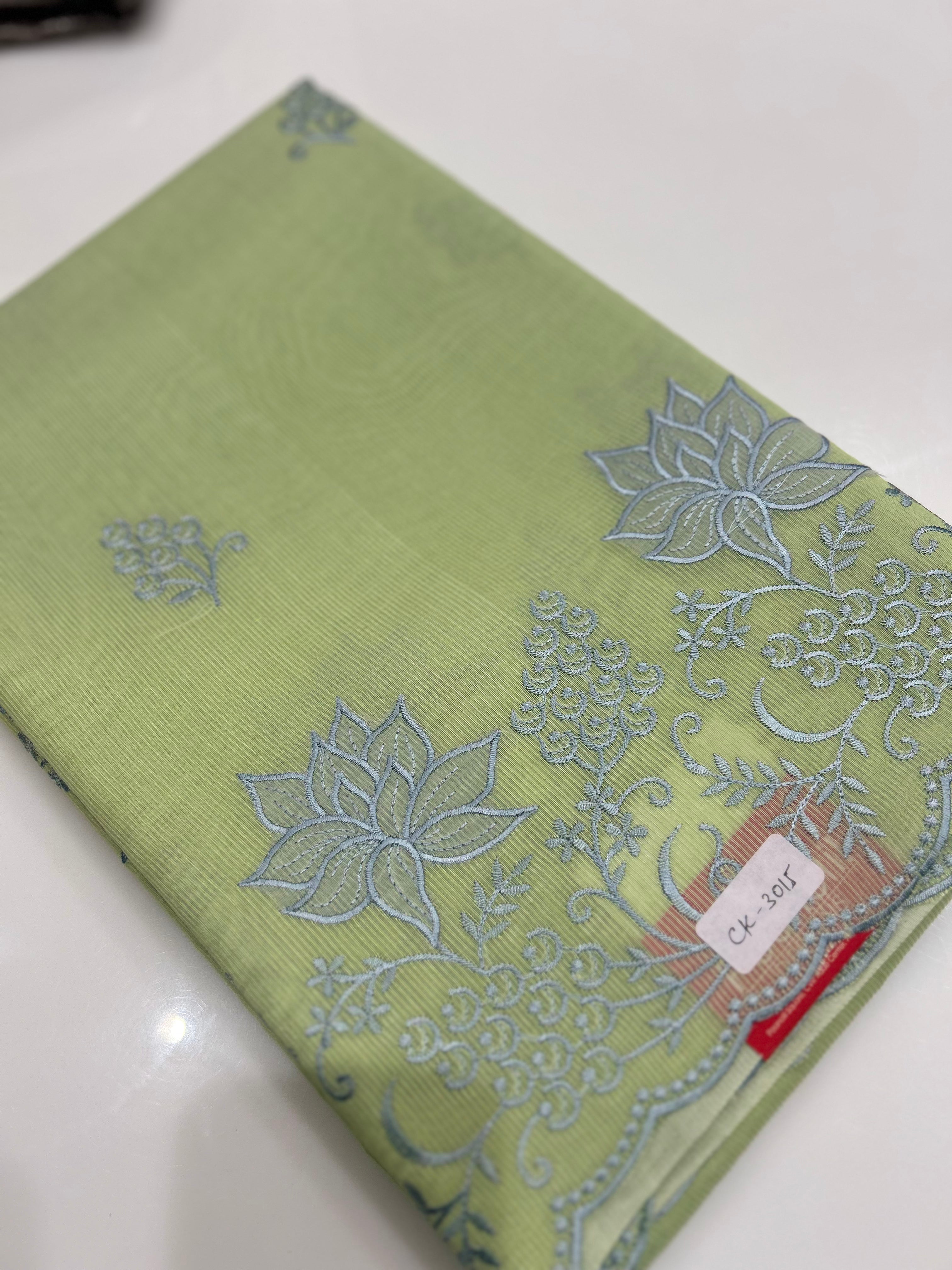Net Cotta Saree-  Green shade Search code 7252