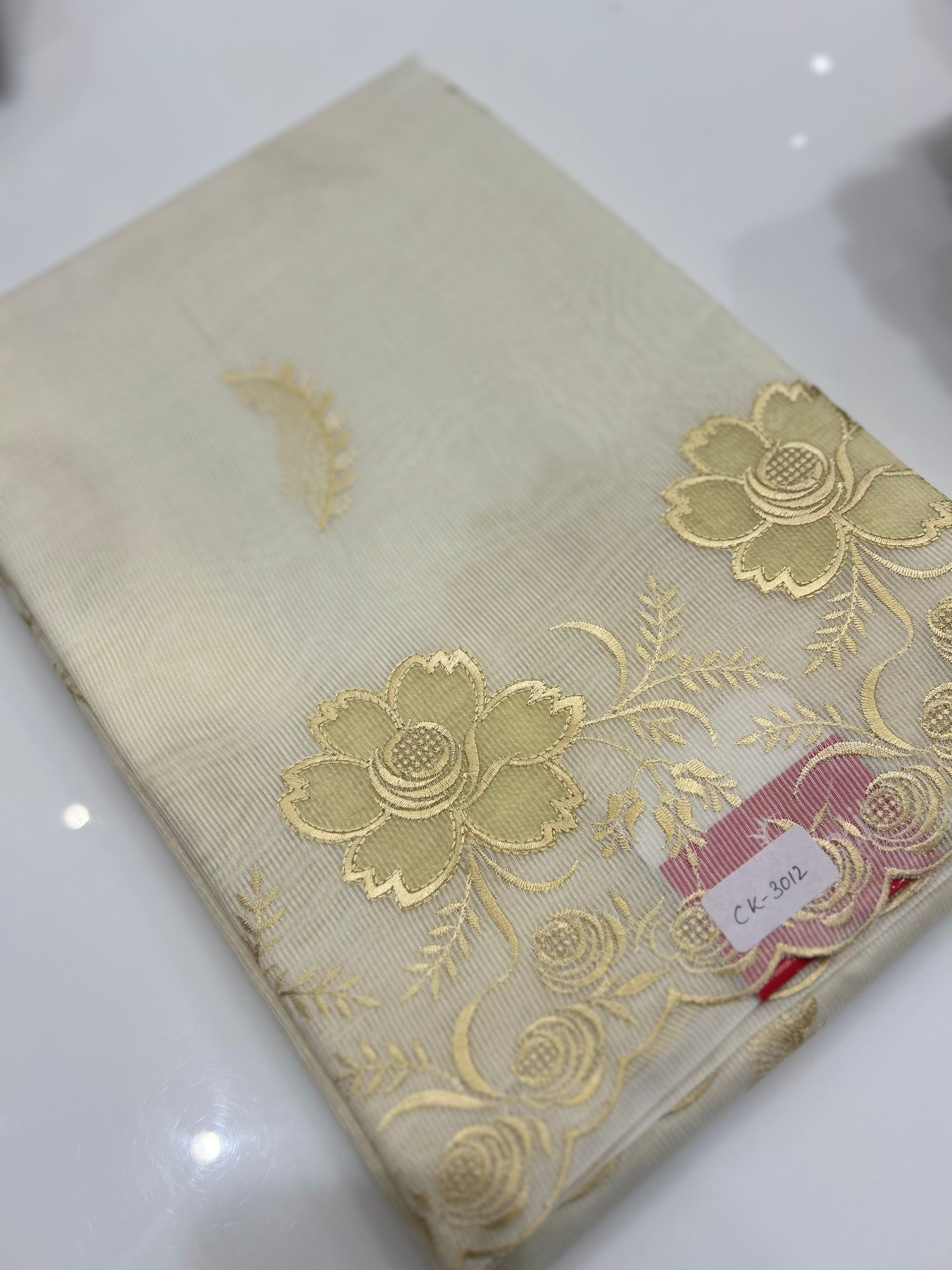 Net Cotta Saree- Cream shade Search code 7256