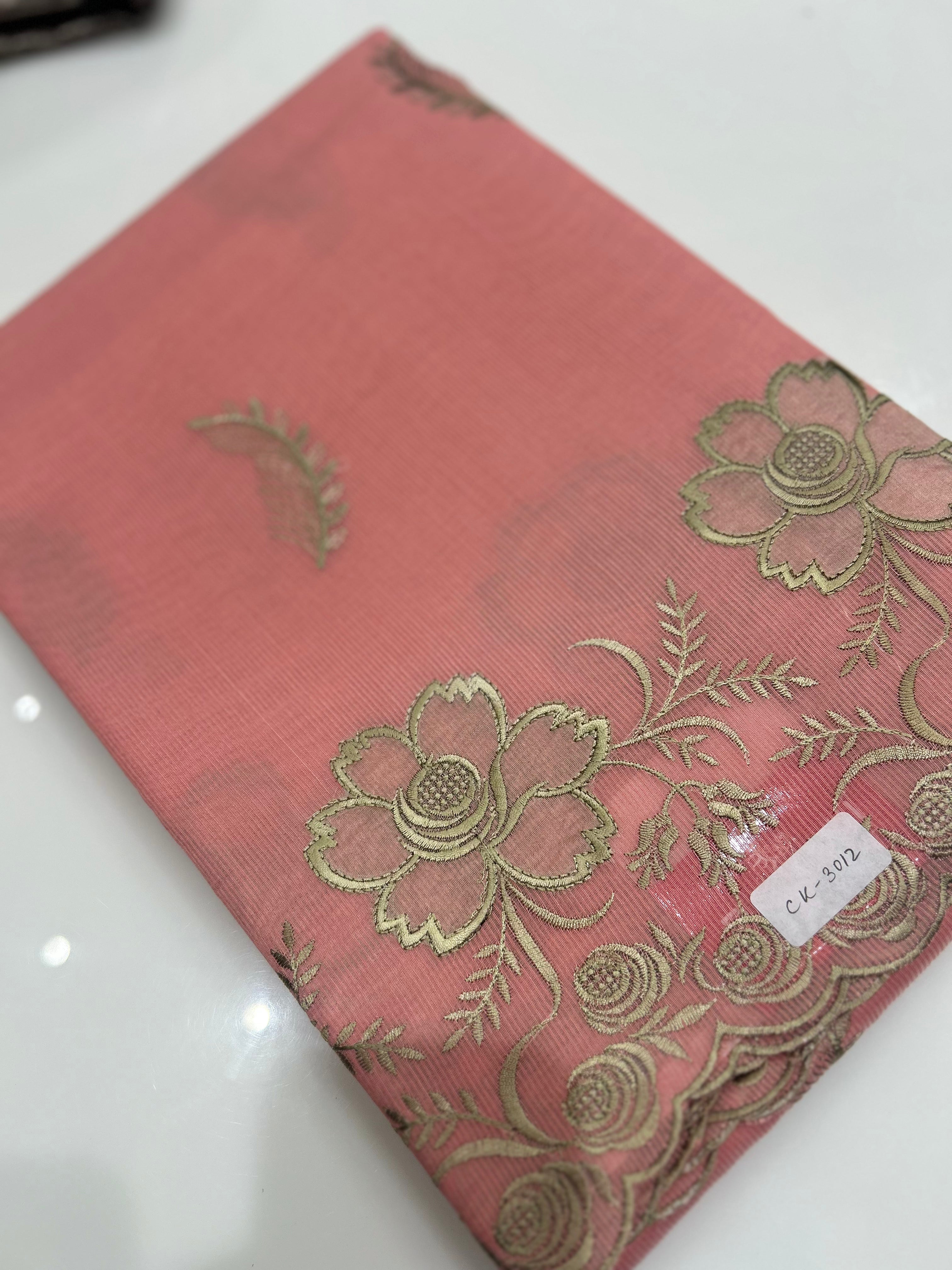 Net Cotta Saree-  pink shade Search code 7253