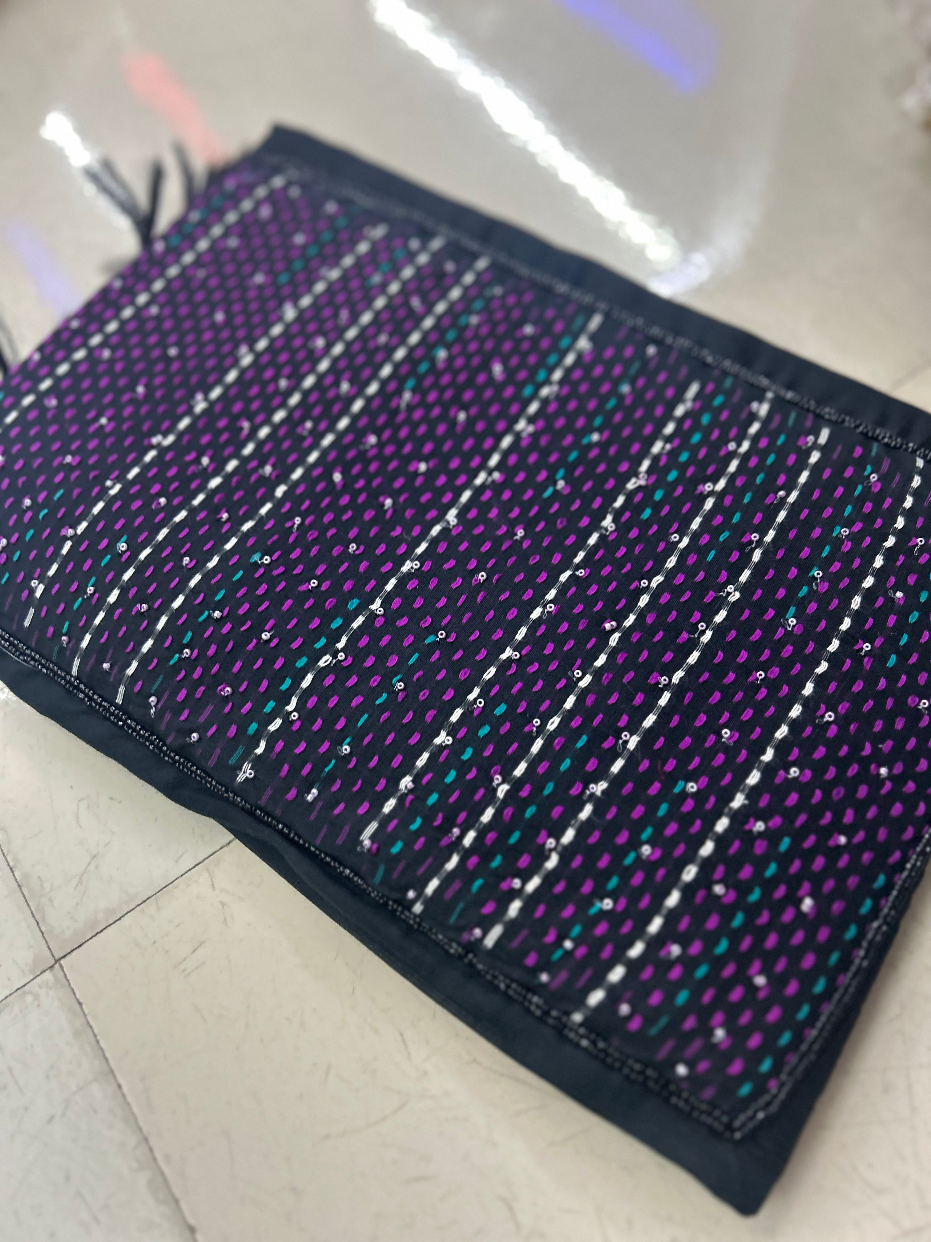 UNSTITCHED SALWAR  SUIT SET -Black shade Search code 7879