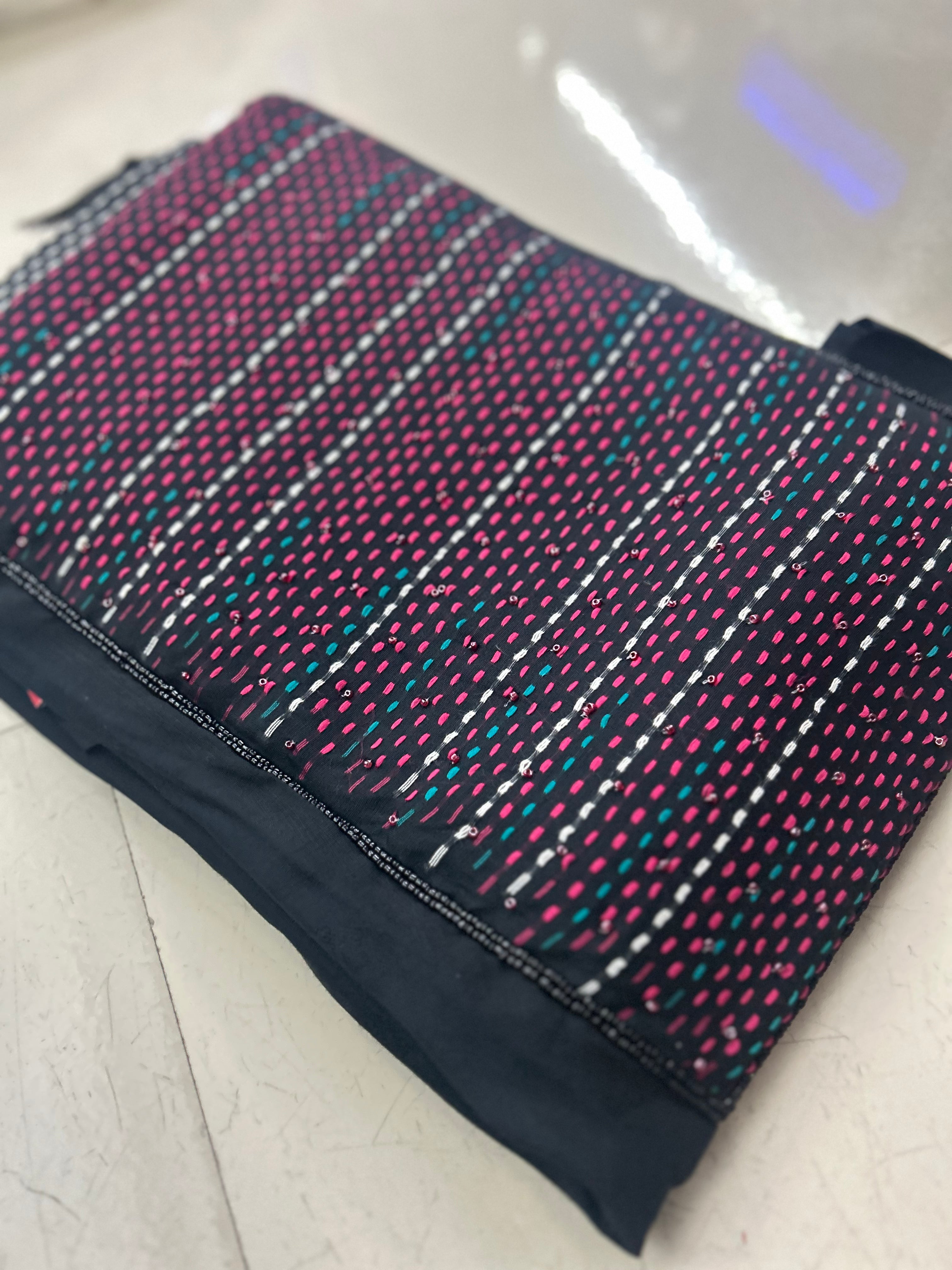 UNSTITCHED SALWAR  SUIT SET -Black shade Search code 7876