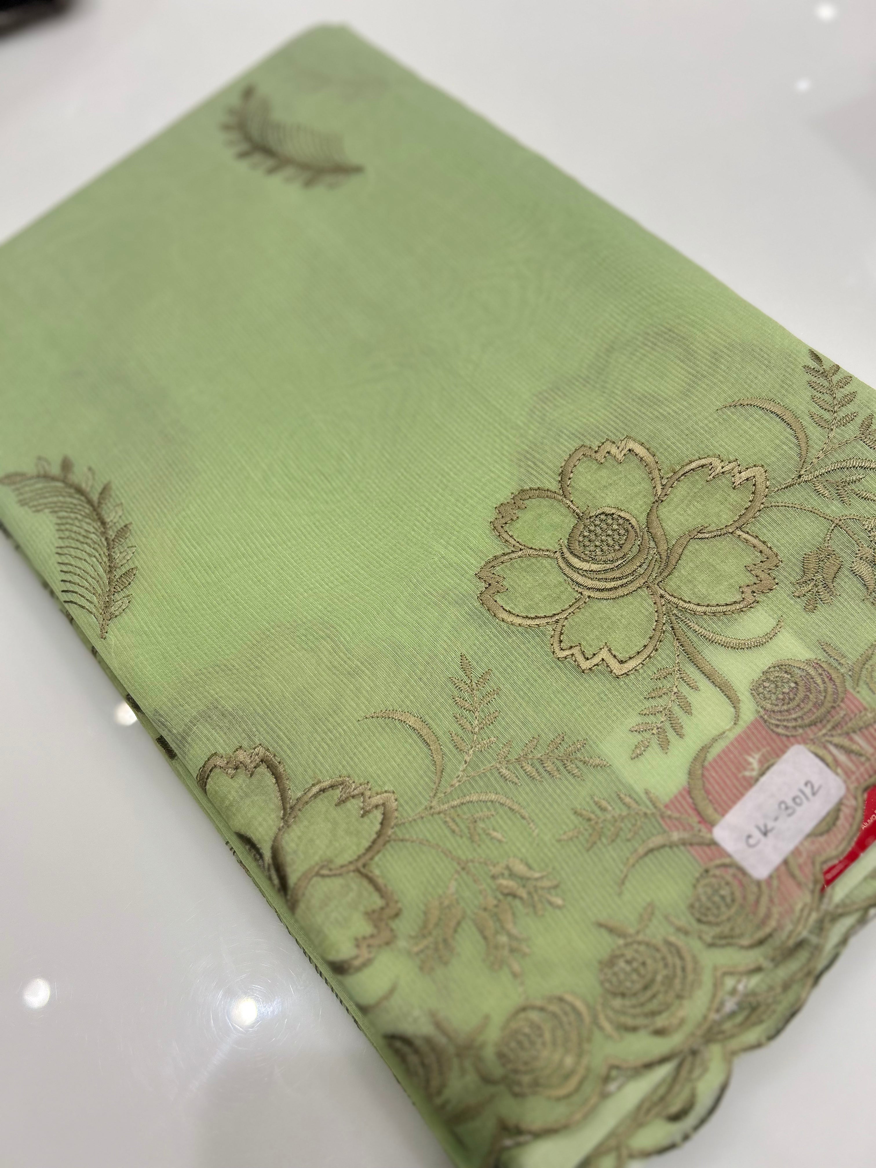 Net Cotta Saree- Green shade Search code 7255