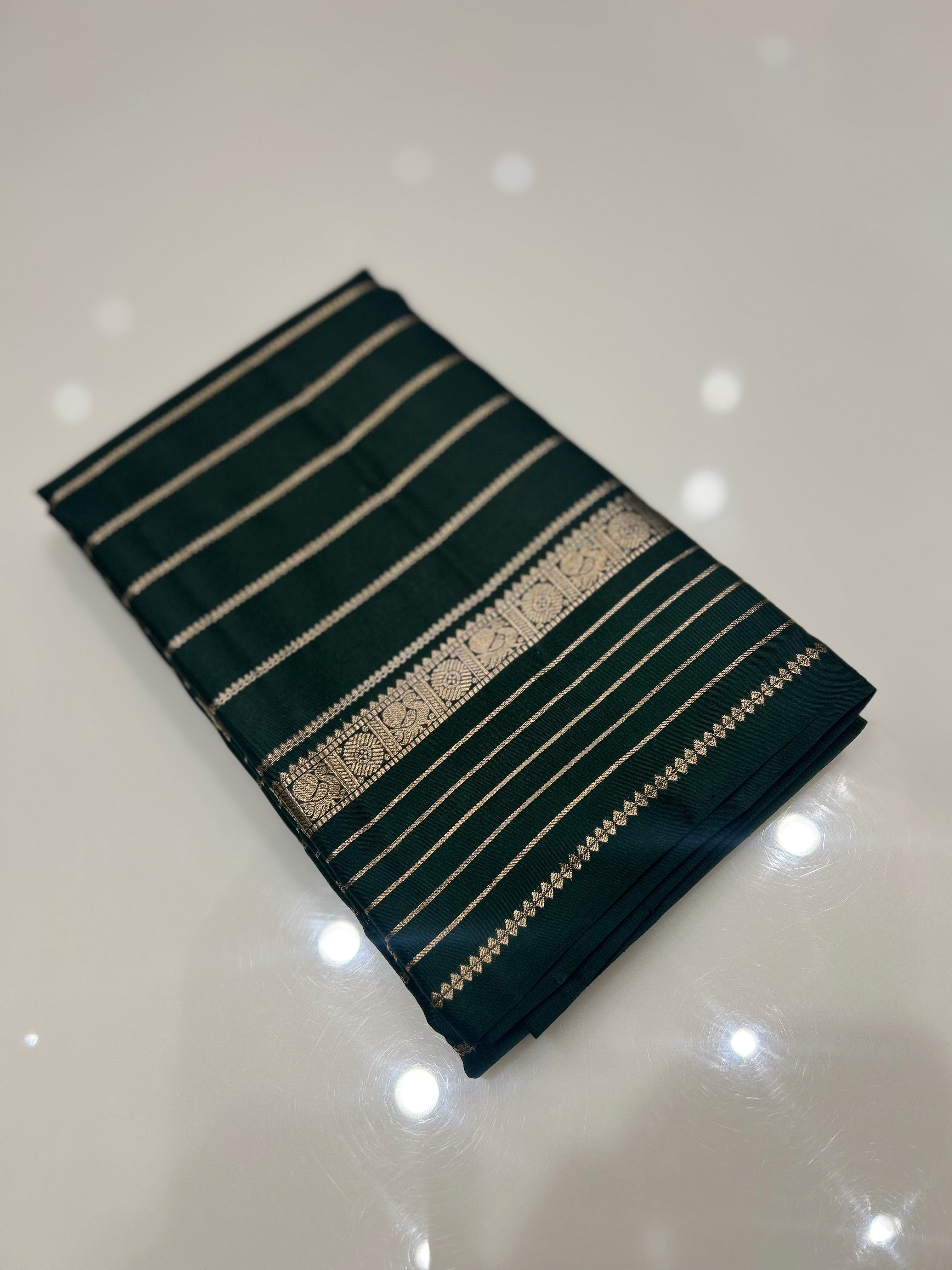 KANCHIPURAM SAREE- Green Search code  6680
