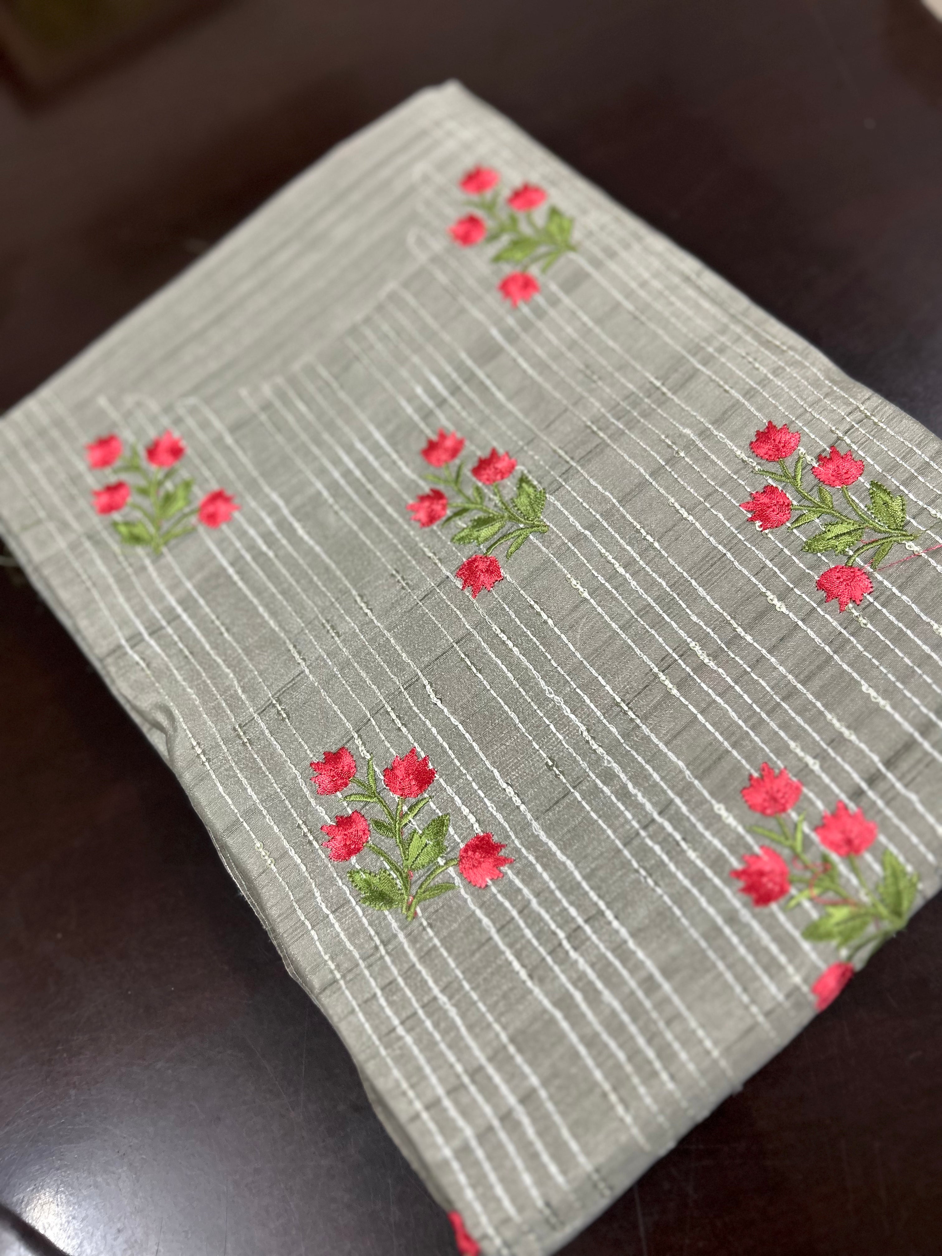 UNSTITCHED SALWAR  SUIT SET -Gray shade Search code 6660