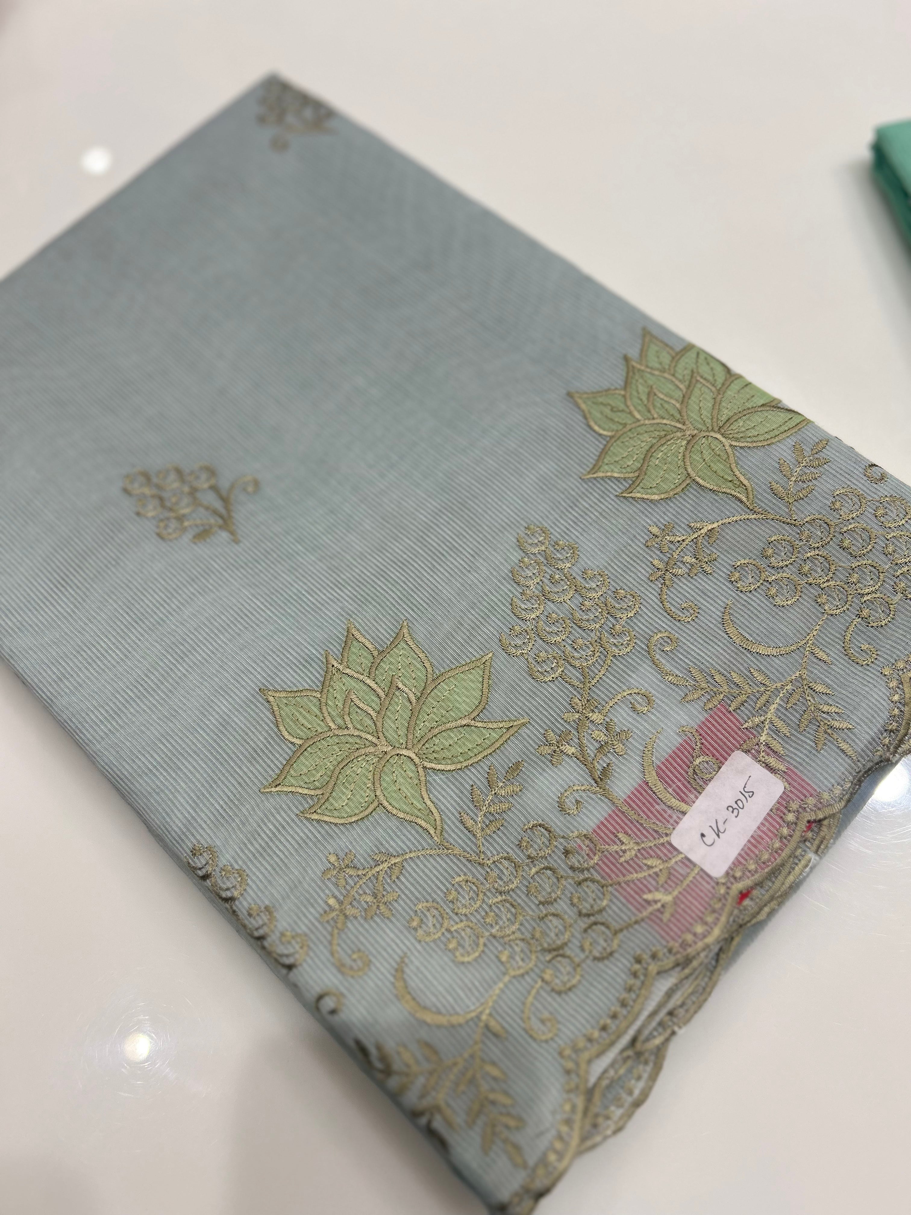 Net Cotta Saree-  blue  shade Search code 7250