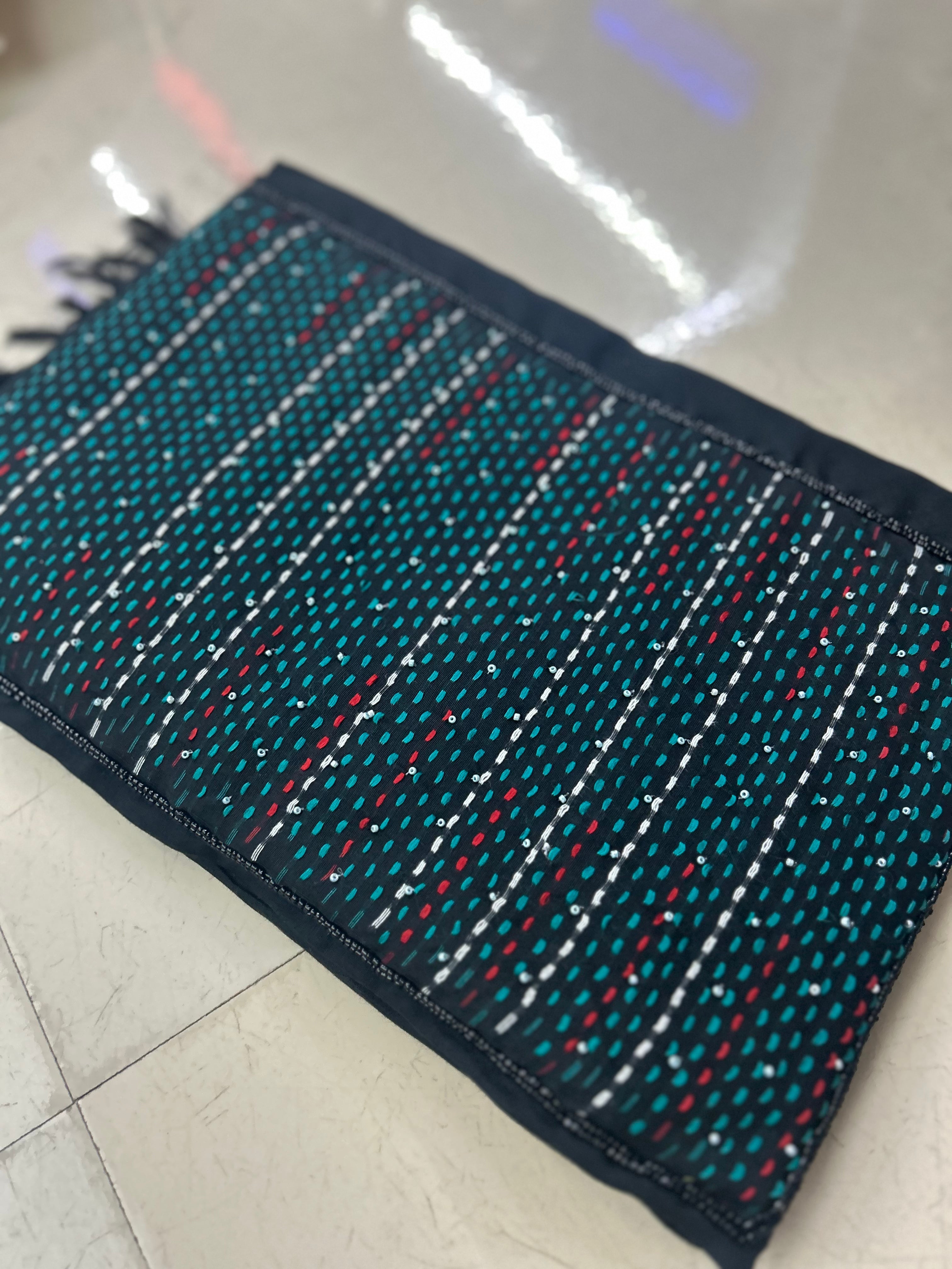 UNSTITCHED SALWAR  SUIT SET -Black shade Search code 7880