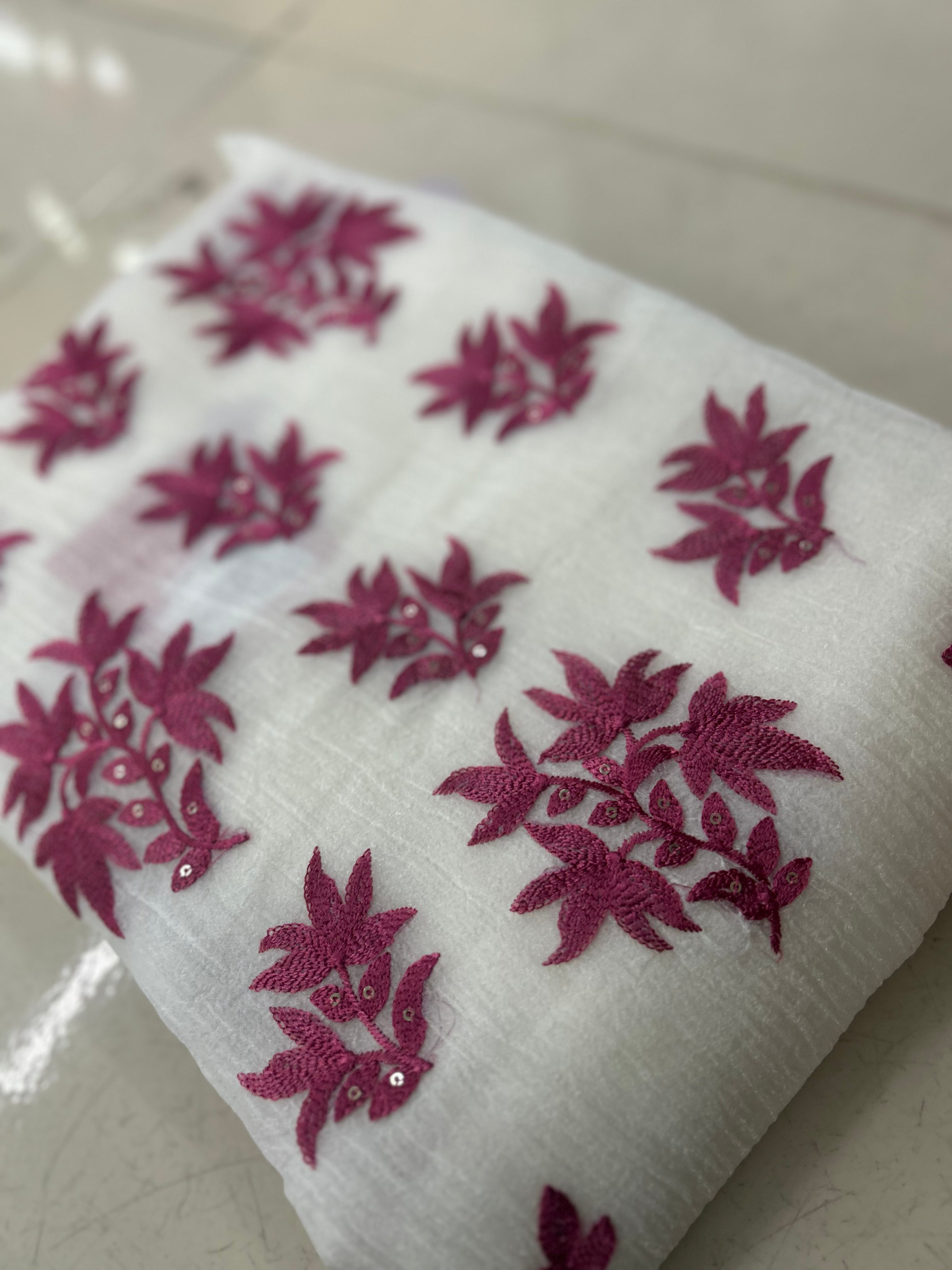 UNSTITCHED SALWAR  SUIT SET -White pink shade Search code 7873