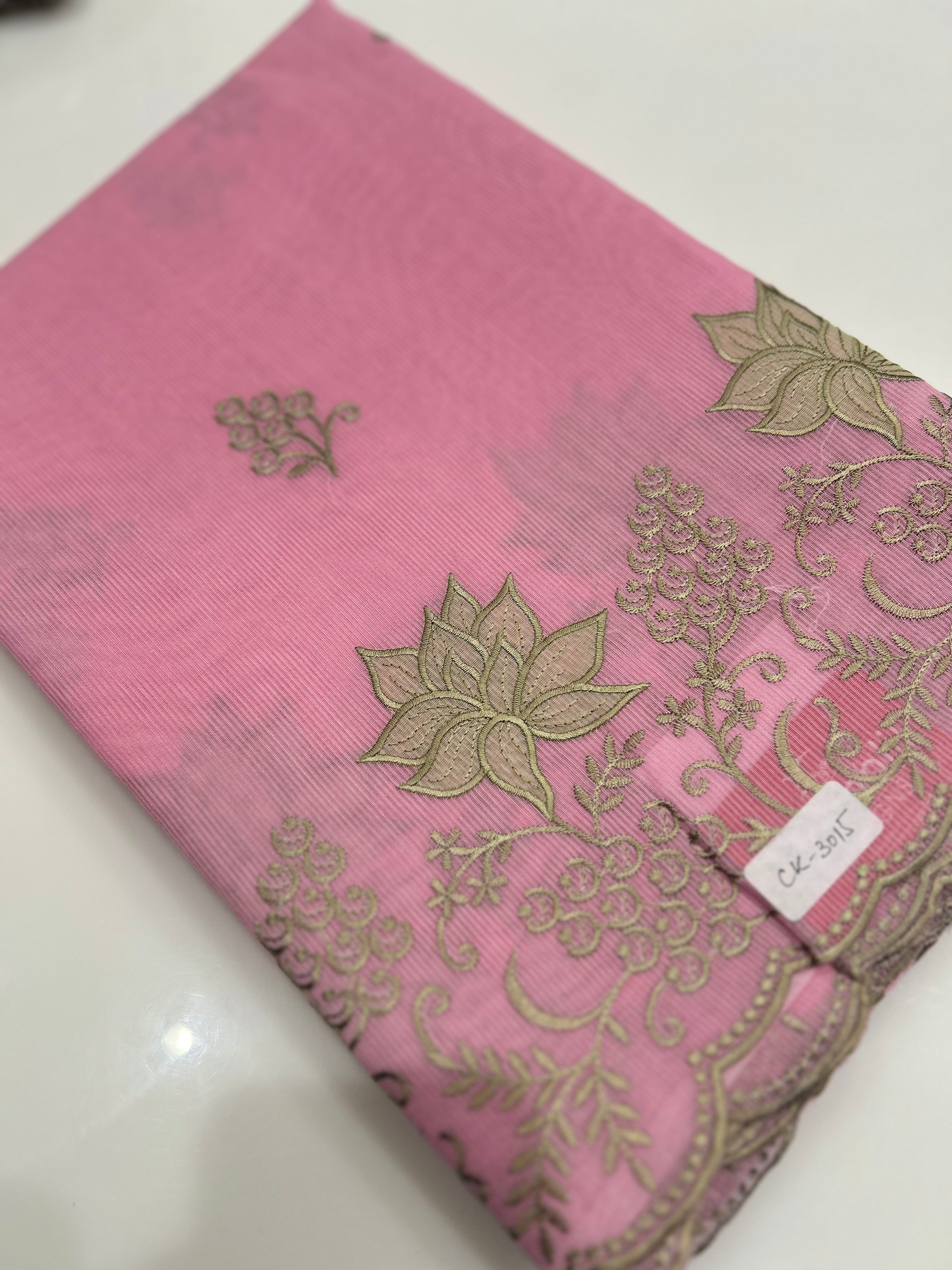 Net Cotta Saree-  Pink shade Search code 7251