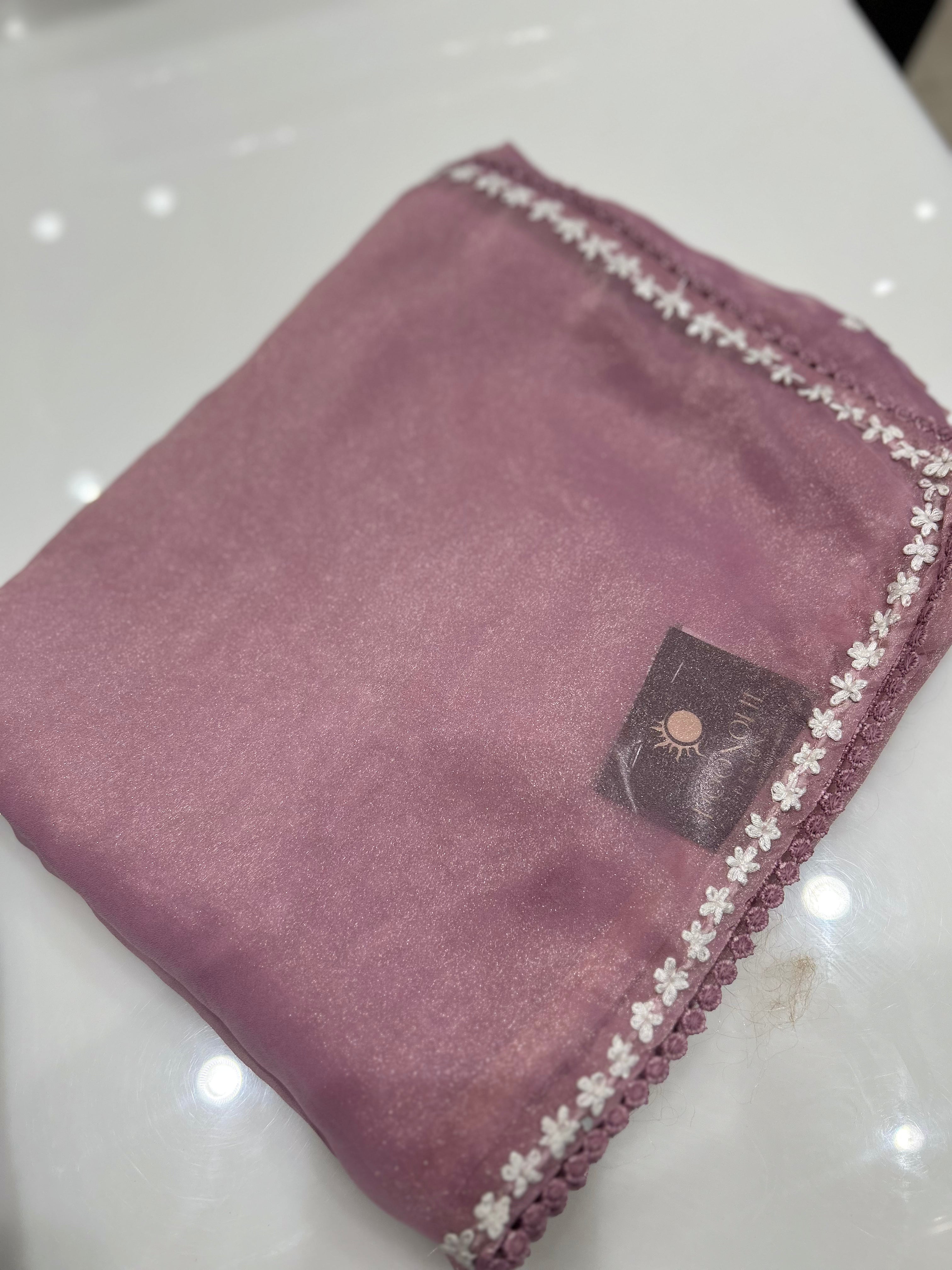 Satin organza Saree   - pink color Search code 9248