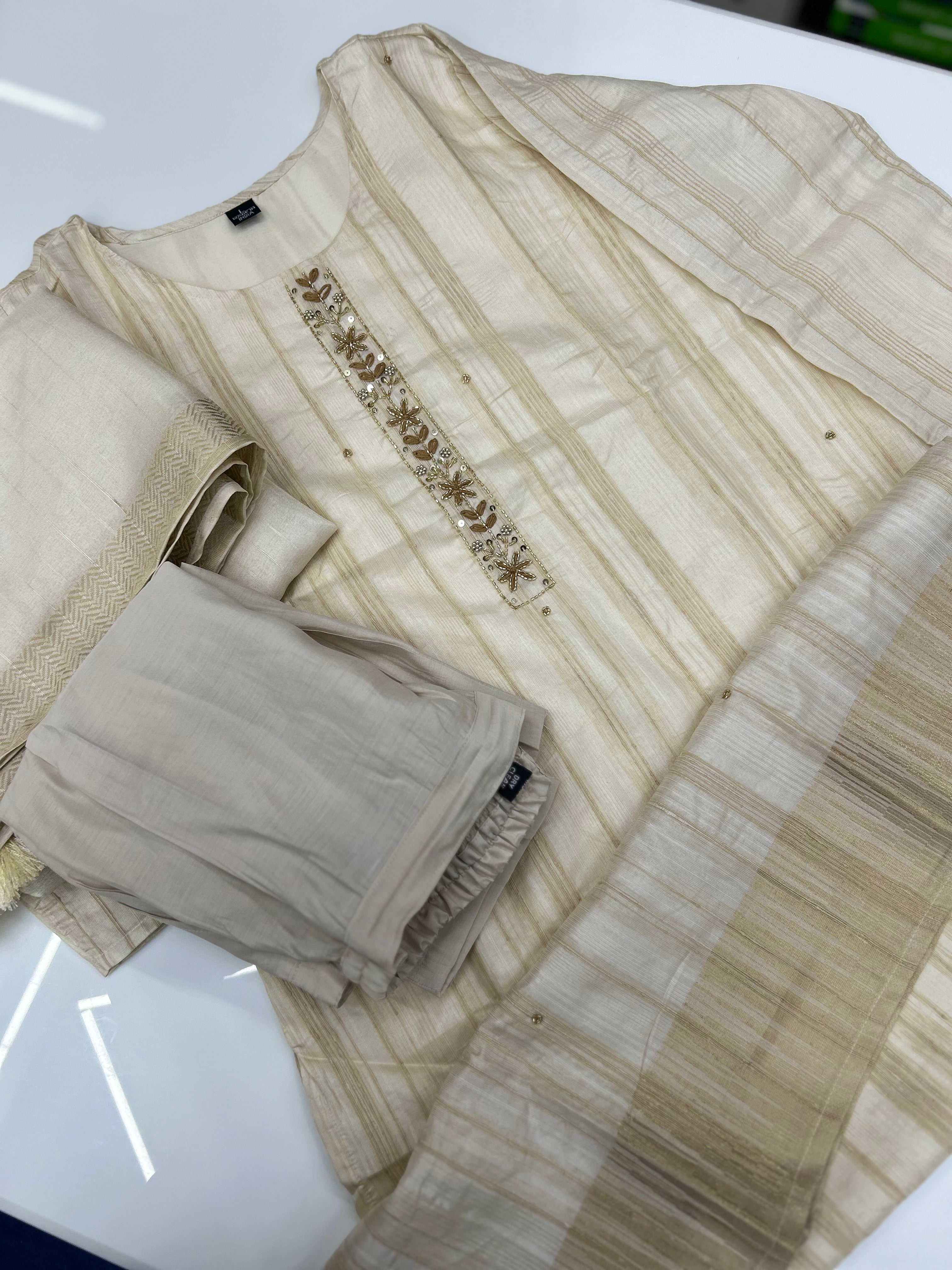 Salwar Suit -Cream Chiku color search code 4007