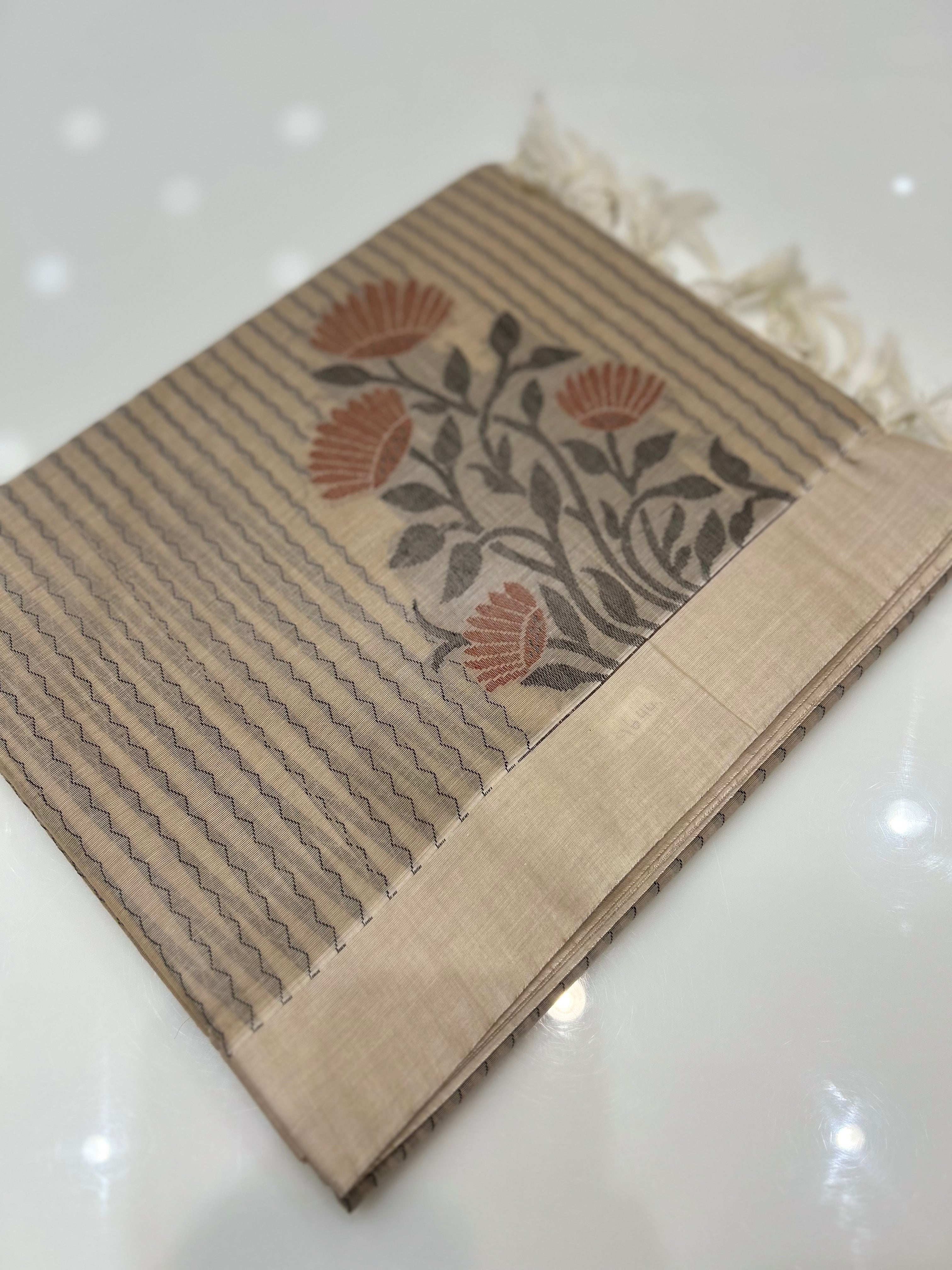 Cotton  Saree-Dusty Gray  shade Search code 7512