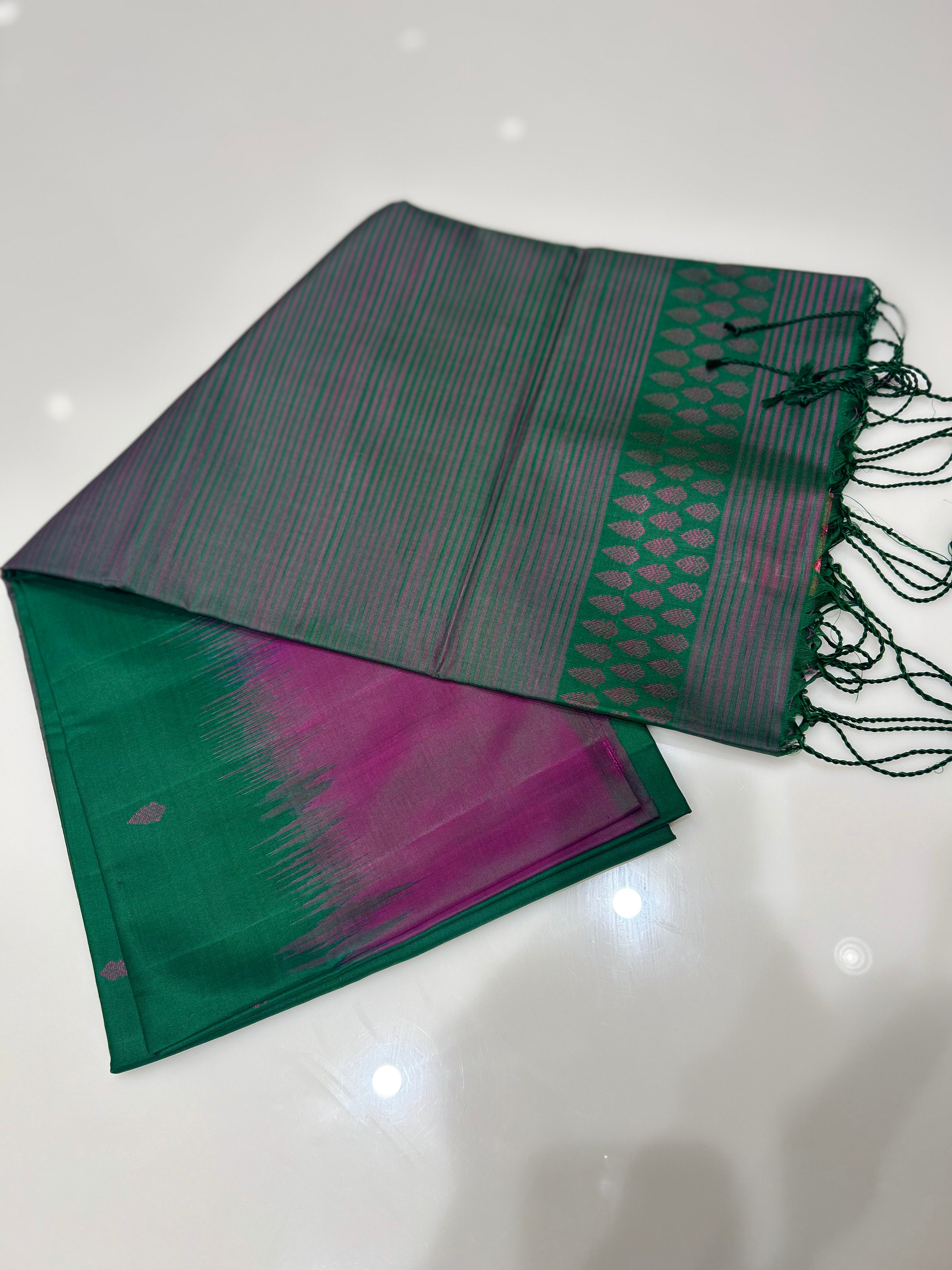 KANCHIPURAM SAREE-Green to Search code 70005