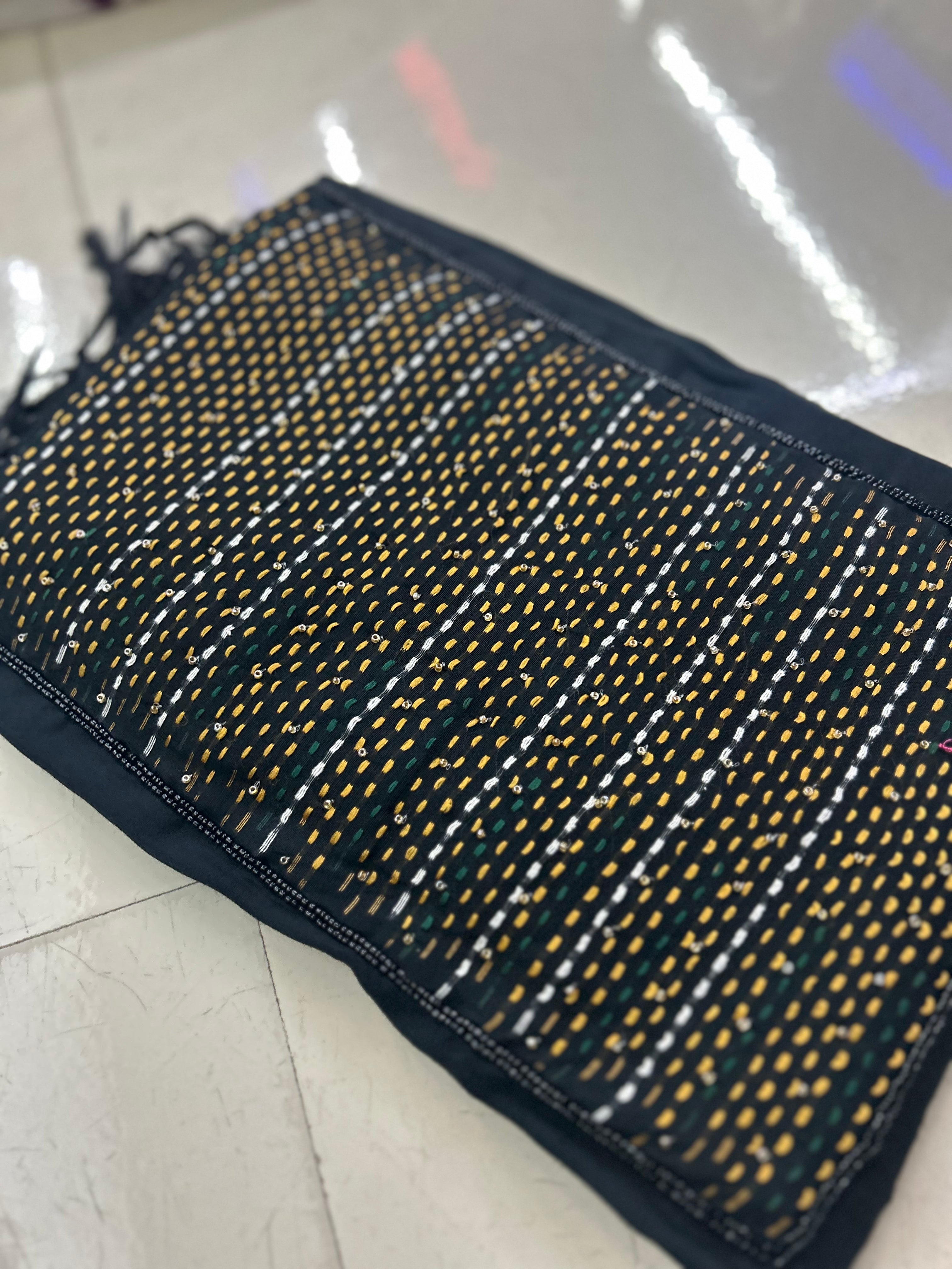 UNSTITCHED SALWAR  SUIT SET -Black shade Search code 7877