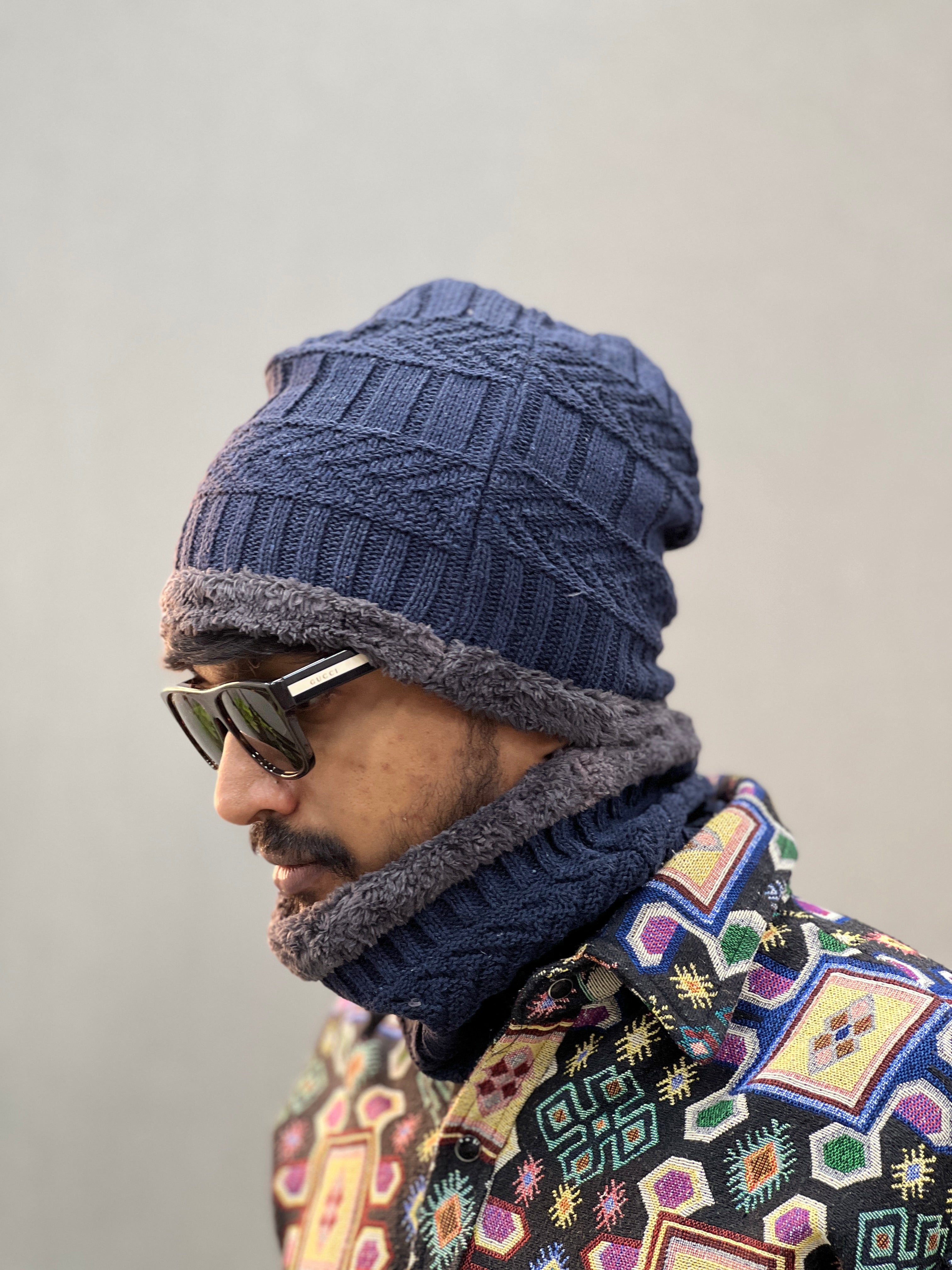 Two Piece Winter cap-  BLUE