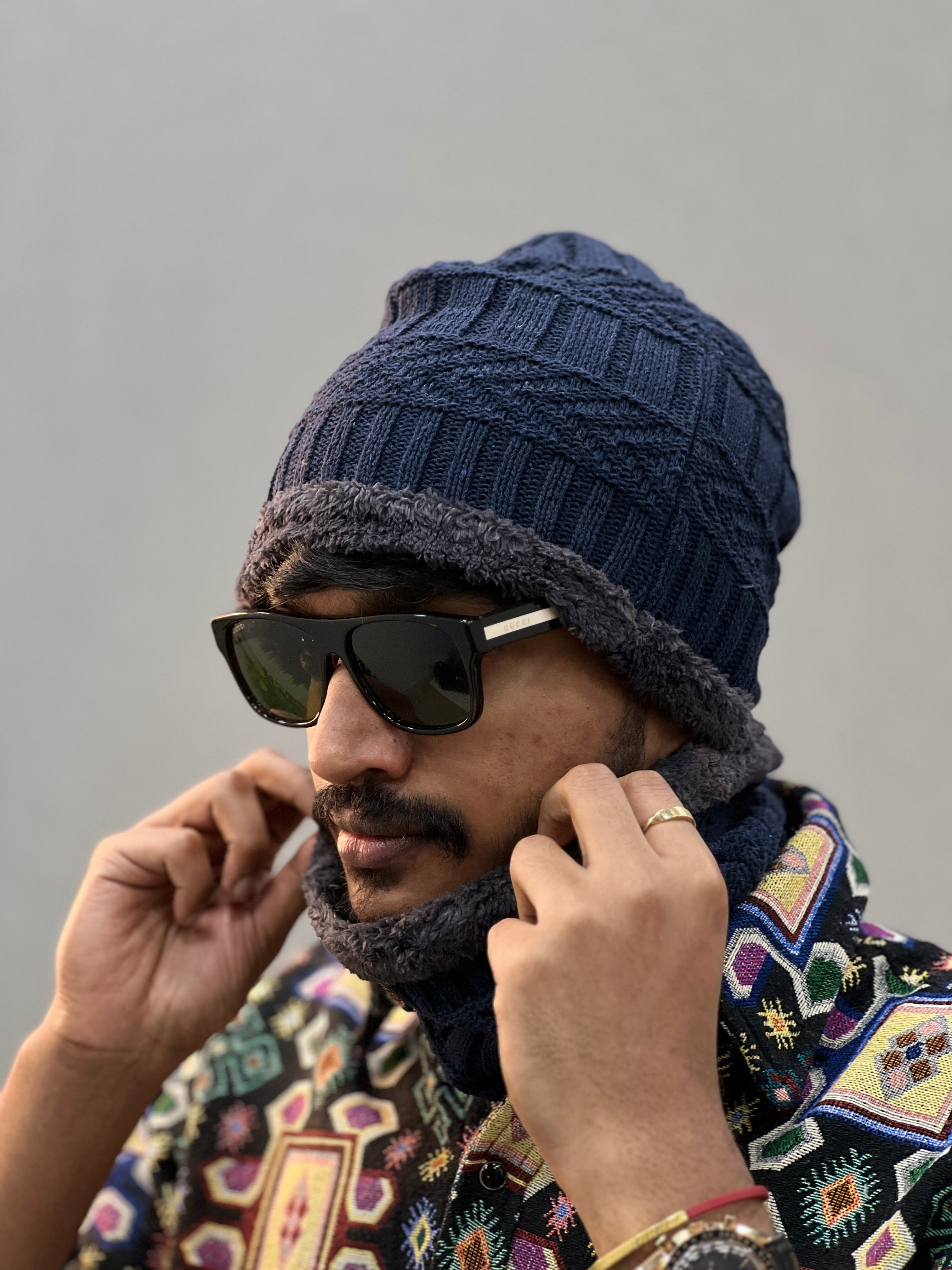 Two Piece Winter cap-  BLUE