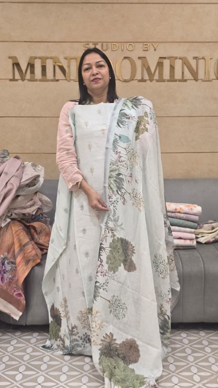 Unstitched Salwar Suit pure Linen   search code 8013