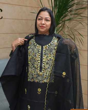 UNSTITCHED SALWAR  SUIT SET  BLACK  YELLOW  shade Search code 5560