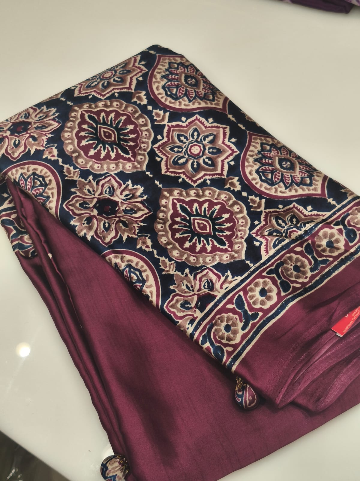 SEMI MODAL SAREE - Wine shade Search code 3745