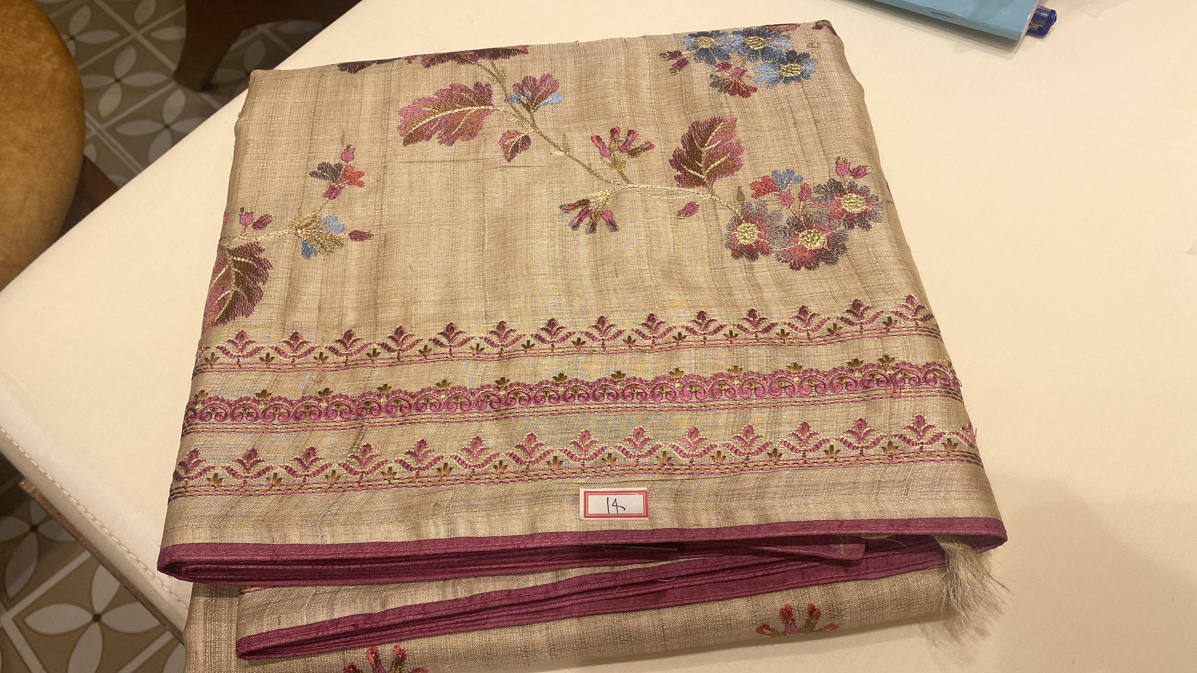 Tussar Saree -Chiku shade Search code 6000