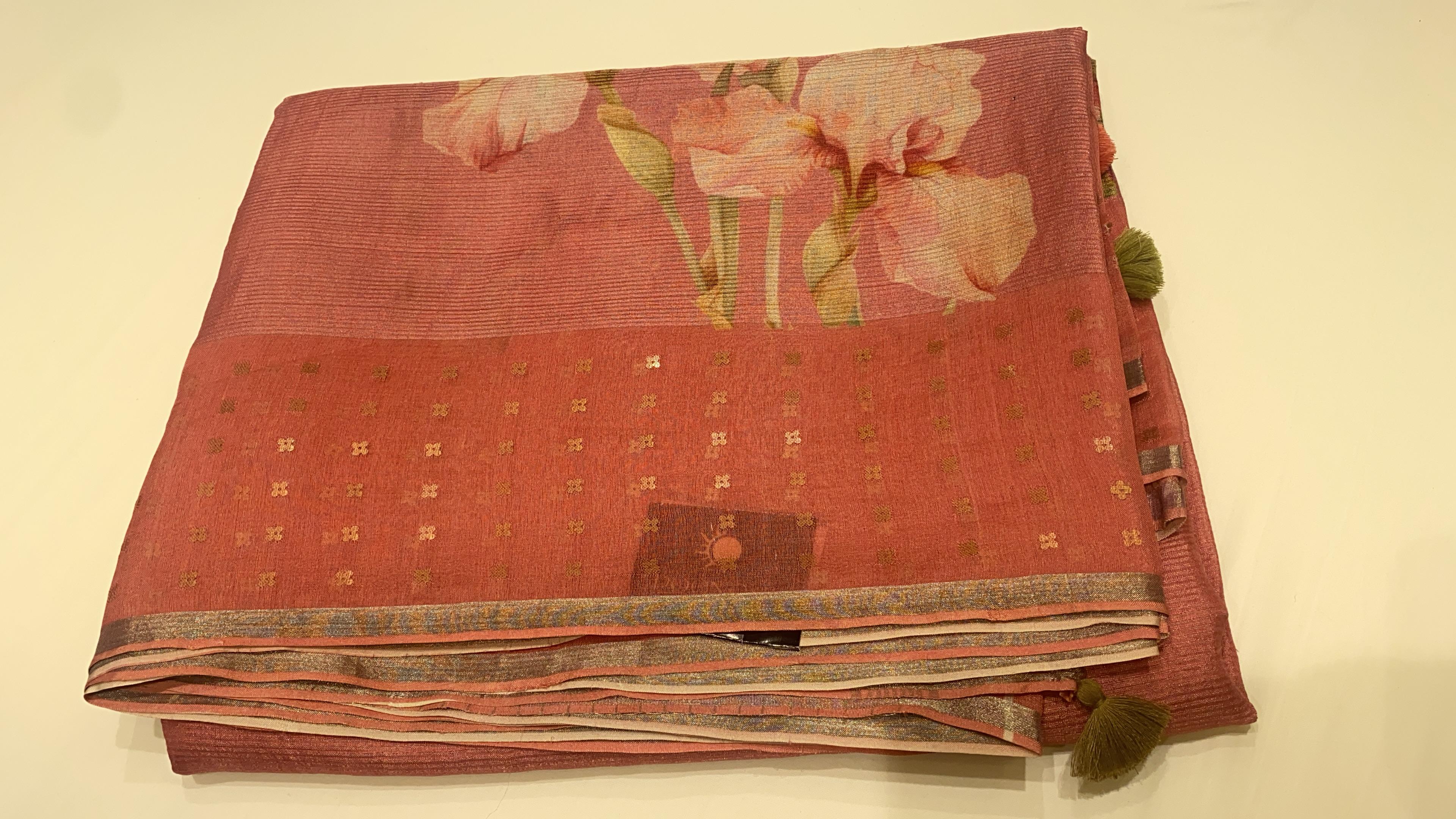 Tussar Saree -Onion shade Search code 6007