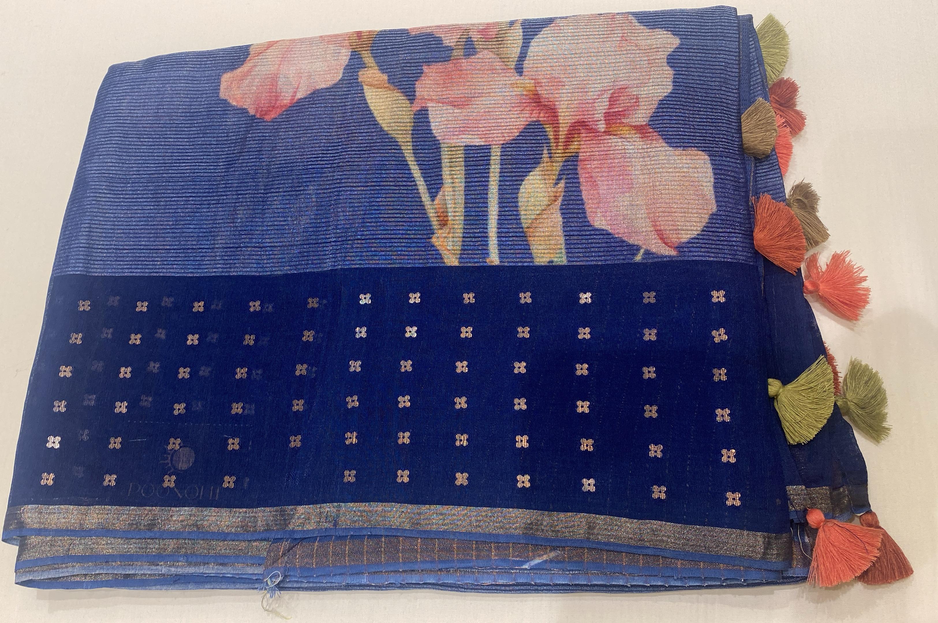 Tussar Saree -Blue  shade Search code 6009
