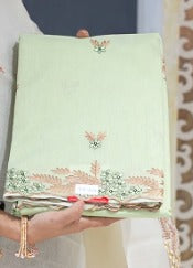 Net cotta Saree -green  color Search code 7274