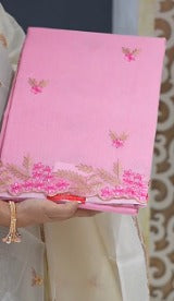 Net cotta Saree -Pink color Search code 7276