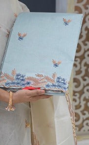 Net cotta Saree -Gray color Search code 7277