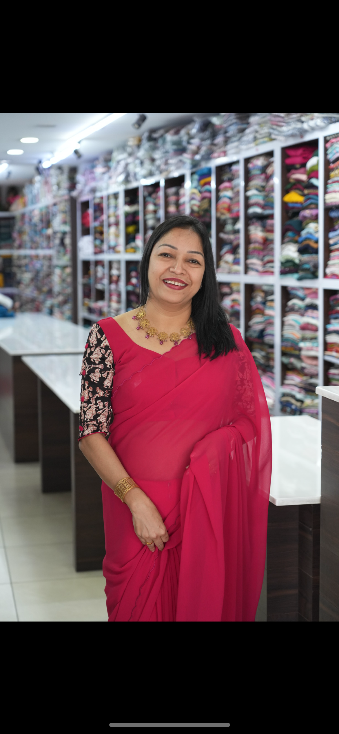 Georgette saree-Ranni pink  shade shade Search code 7999