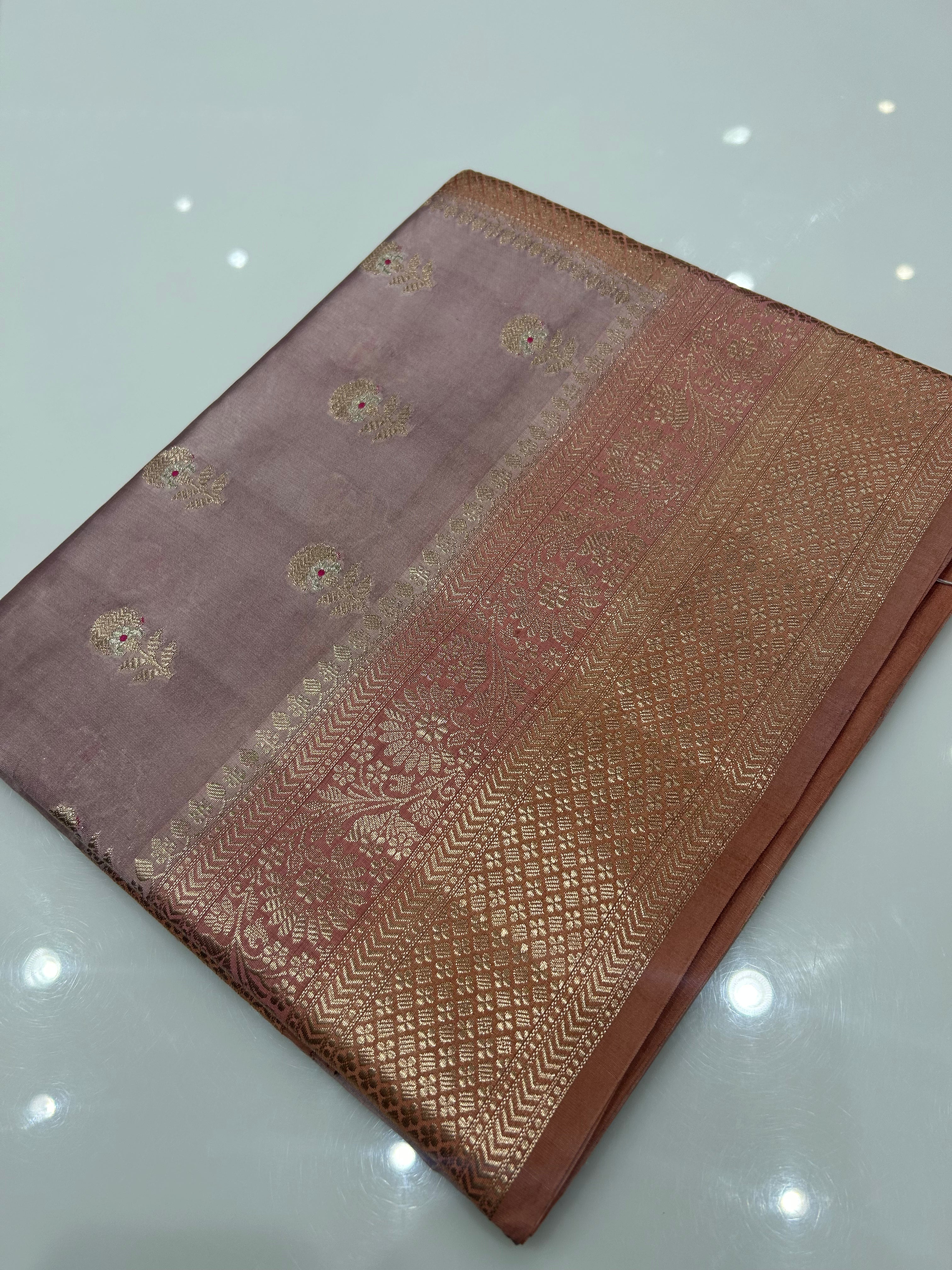 Banarasi sarees  - Dusty lavander color Search code 8841