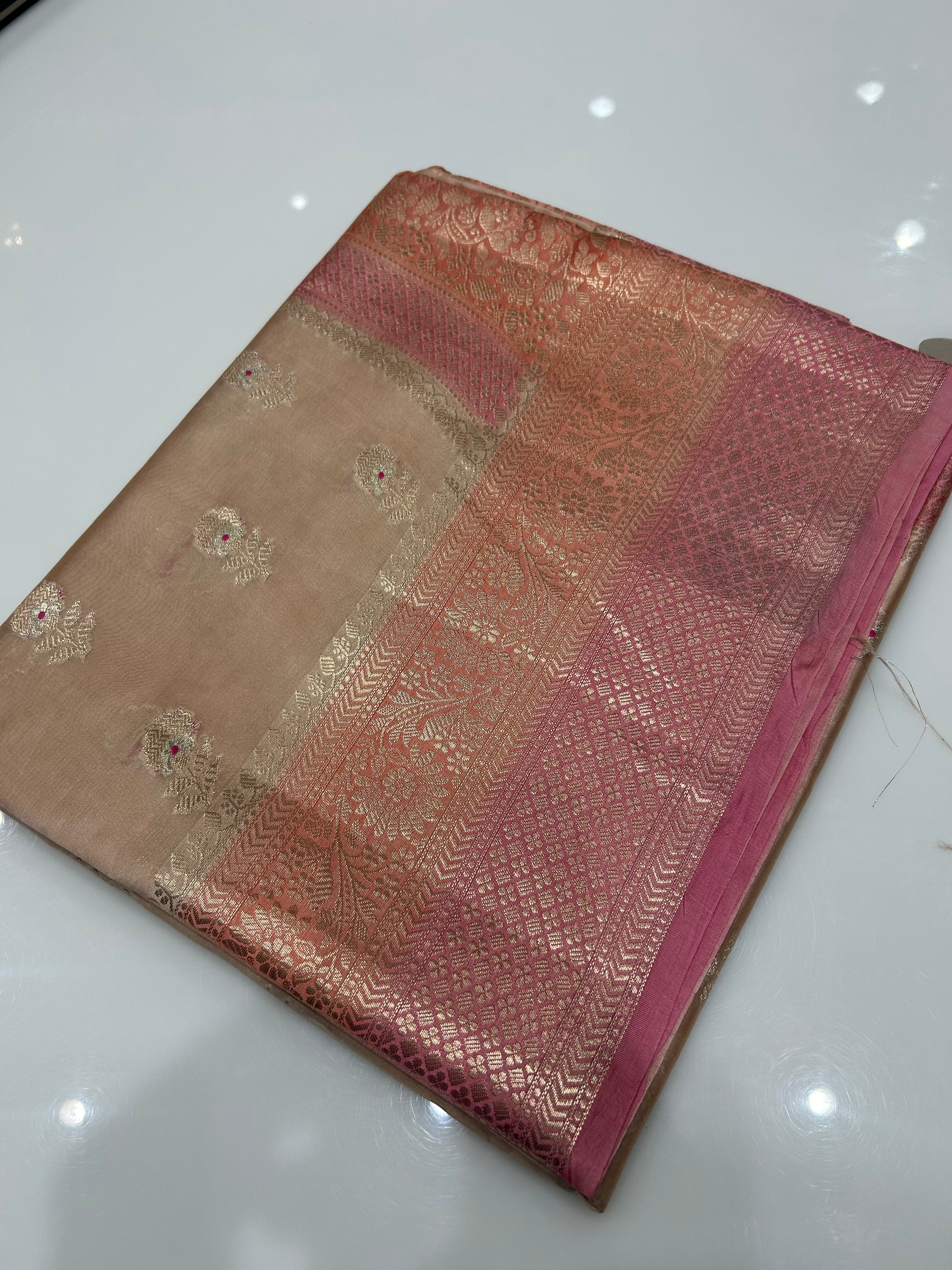 Banarasi sarees  - Peach color Search code 8839