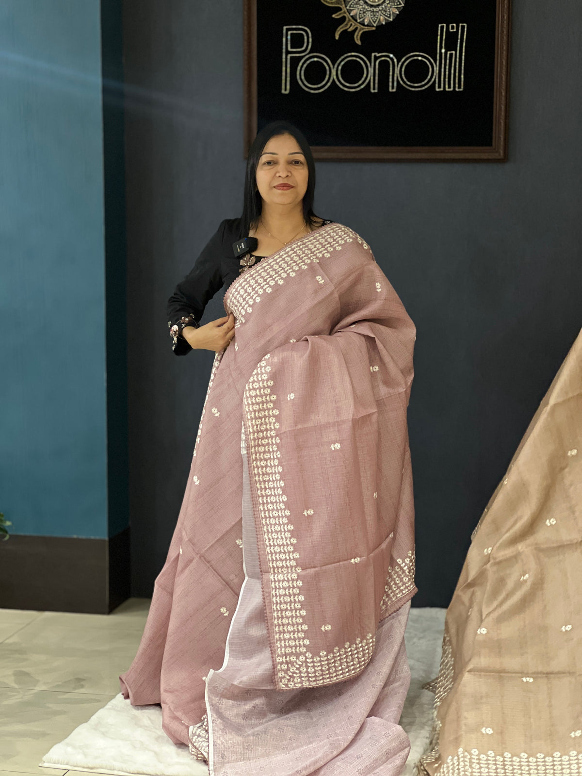 Net Cotta Saree- Lavender pink shade Search code 3462