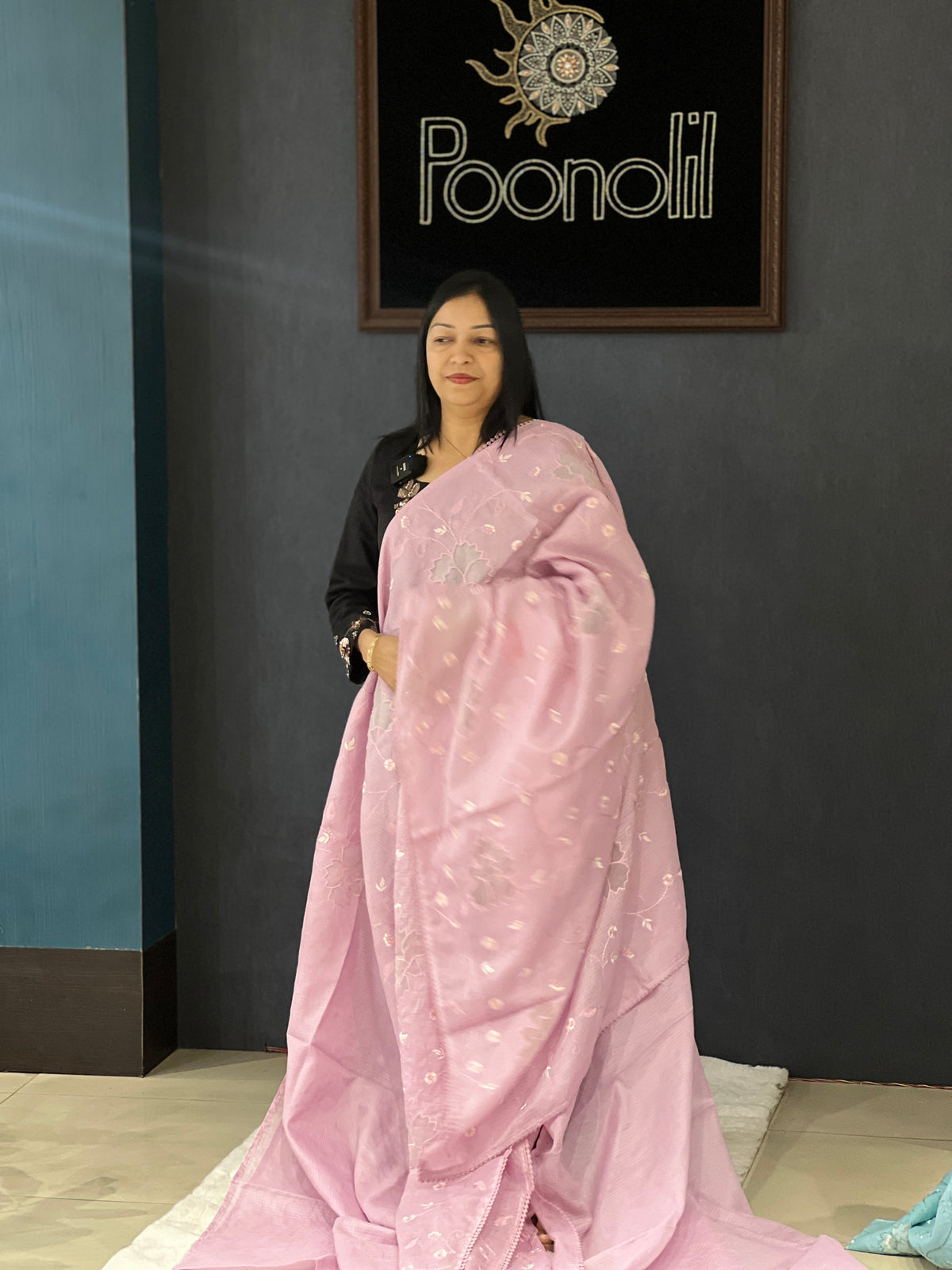 Net Cotta Saree-  Light lavender pink shade Search code 3469