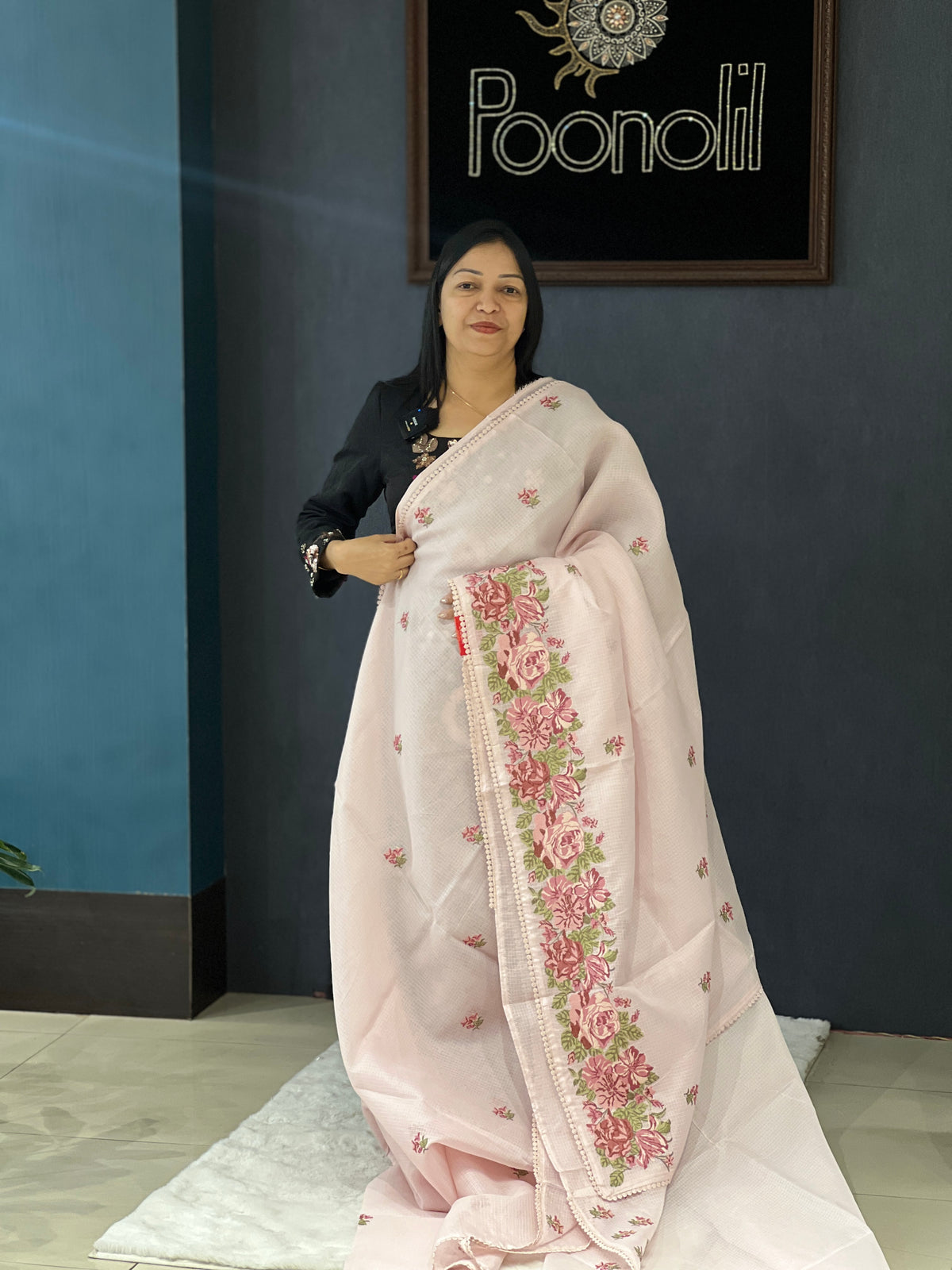 Net Cotta Saree-Pink shade Search code 3474