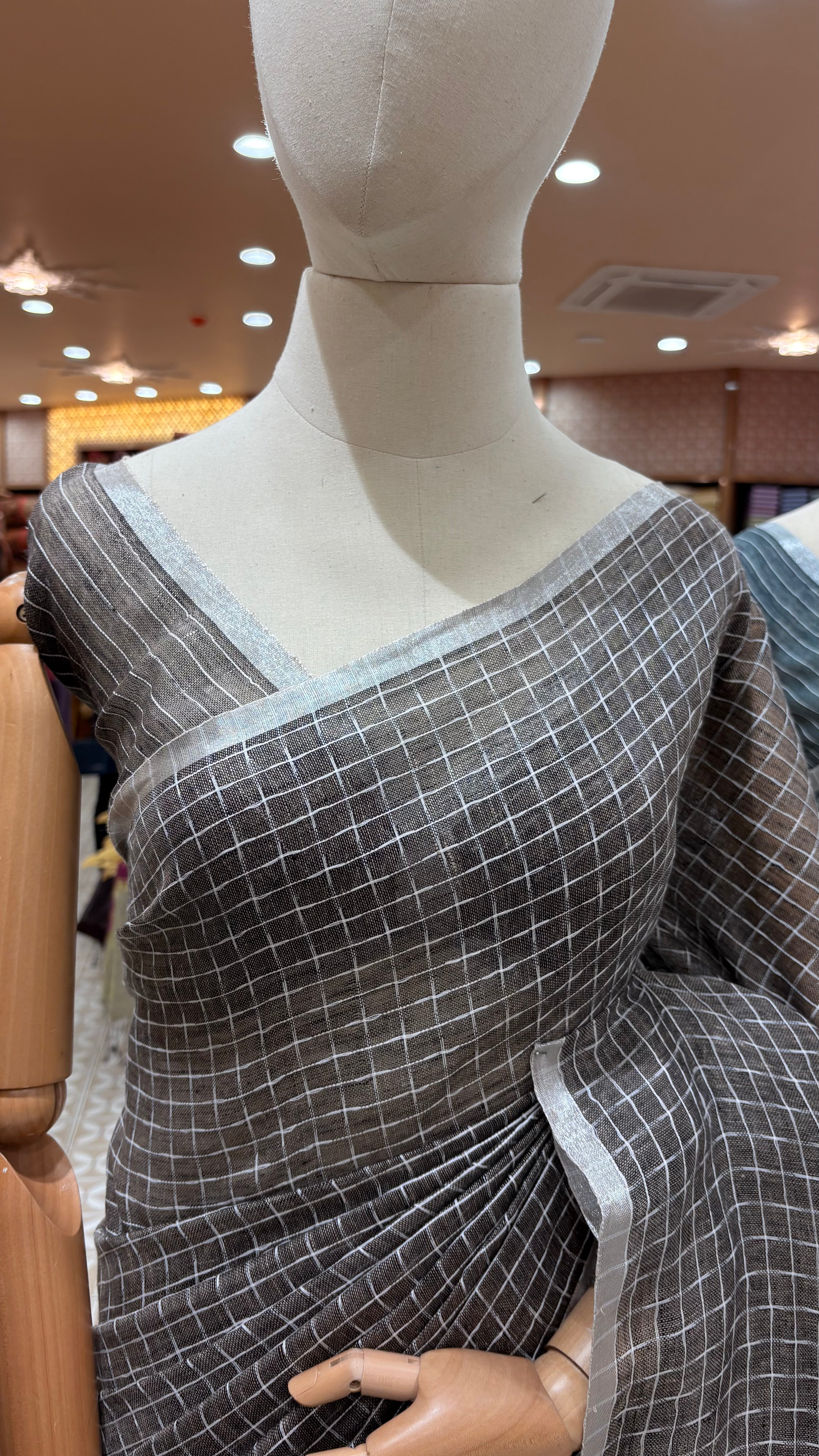 Linen Saree -teal green shade Search code 2353