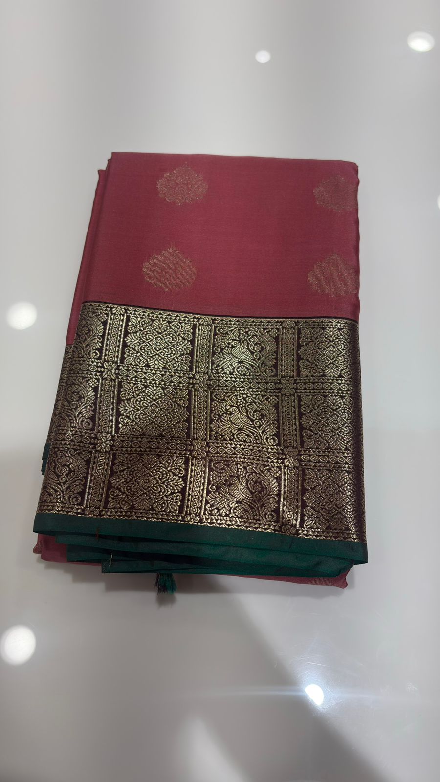 Semi Silk Saree - Maroon Green Search code 4401